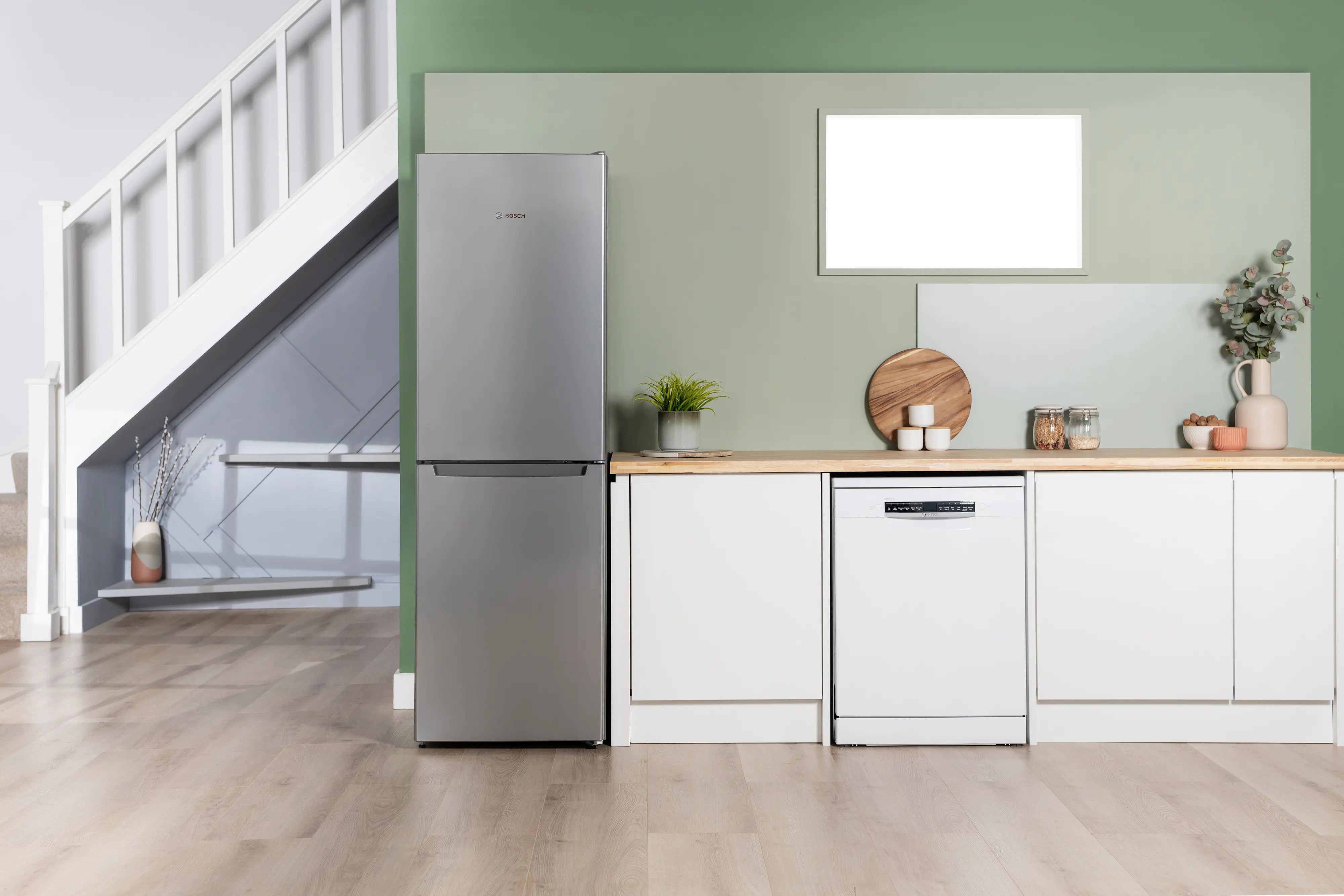 Bosch Series 2 Free-standing fridge-freezer Stainless steel look - KGN34NLEAG