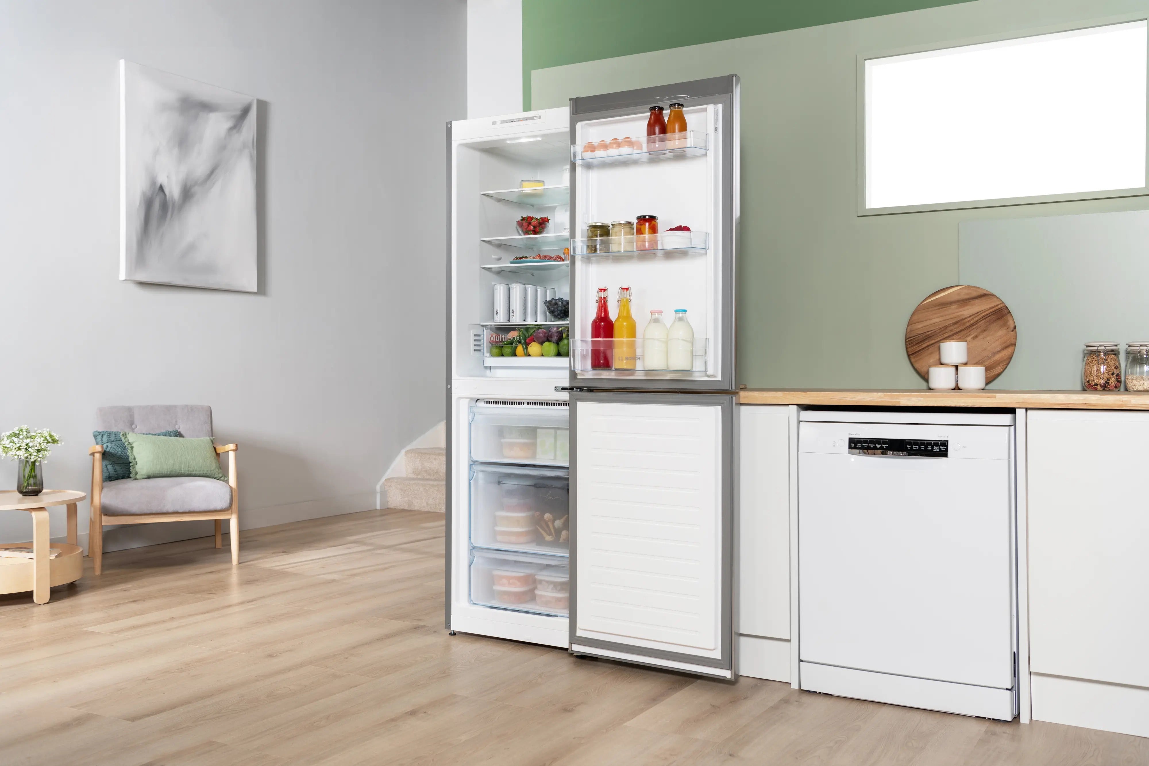 Bosch Series 2 Free-standing fridge-freezer Stainless steel look - KGN34NLEAG