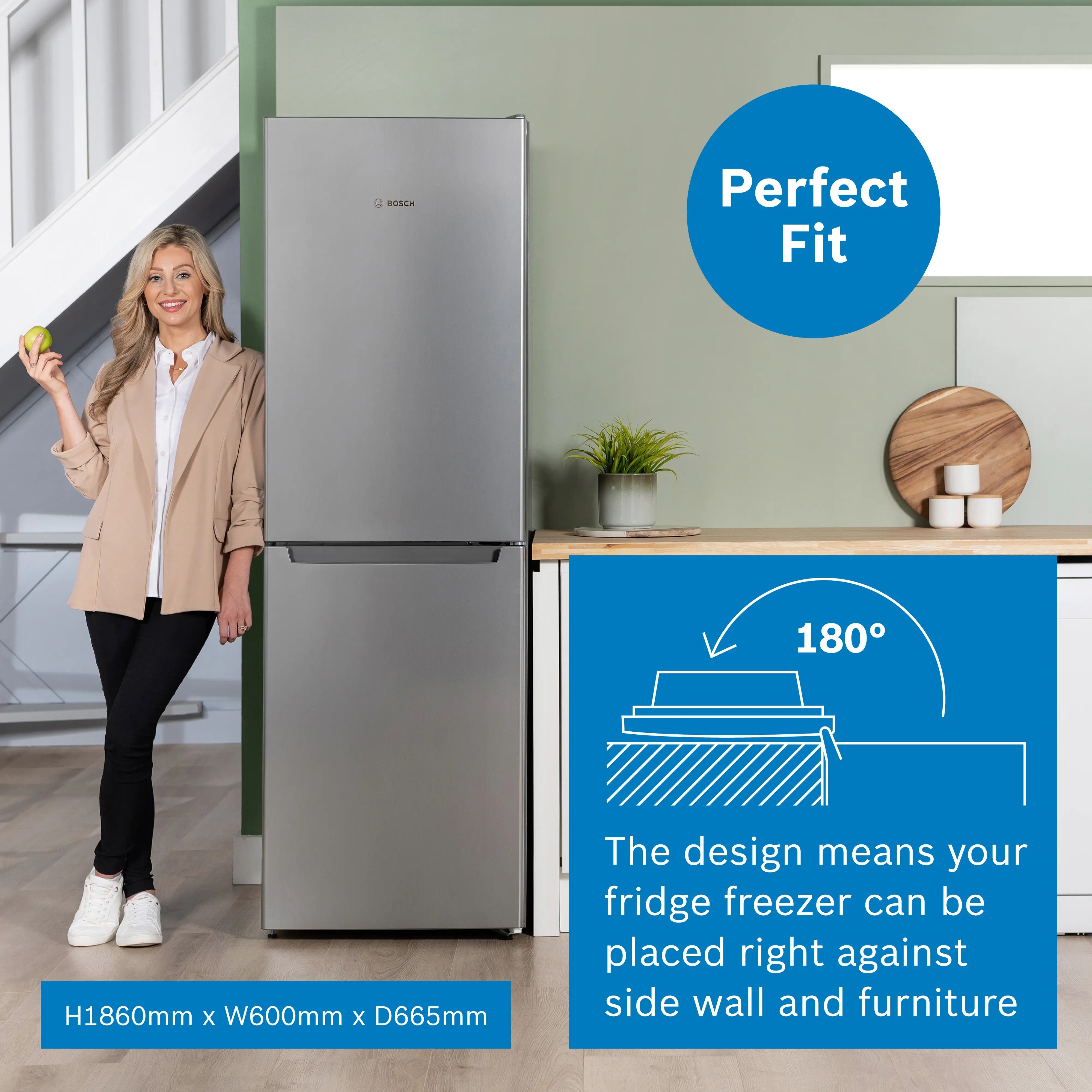 Bosch Series 2 Free-standing fridge-freezer Stainless steel look - KGN34NLEAG