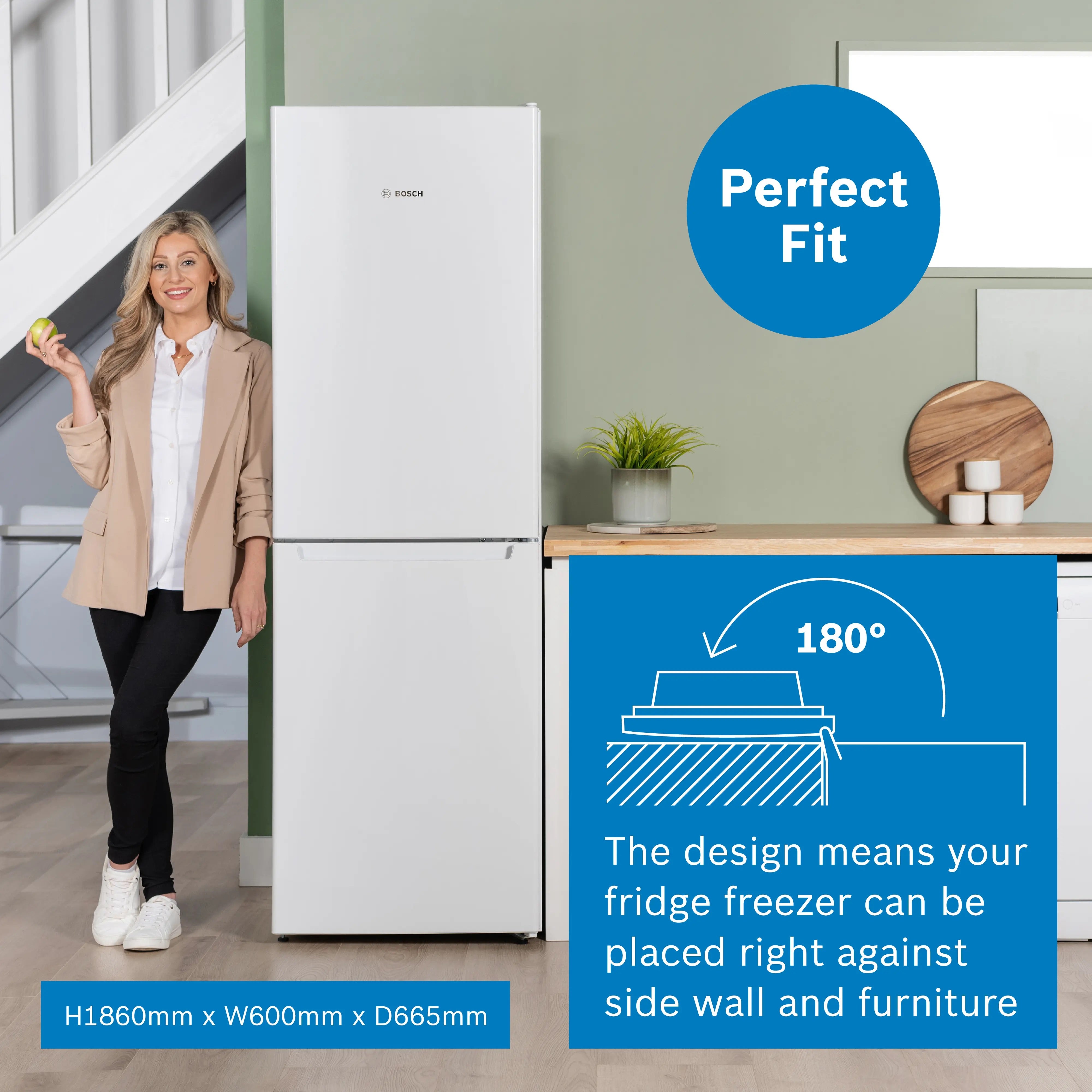 Bosch Series 2 Free-standing fridge-freezer White, Total No Frost - KGN34NWEAG
