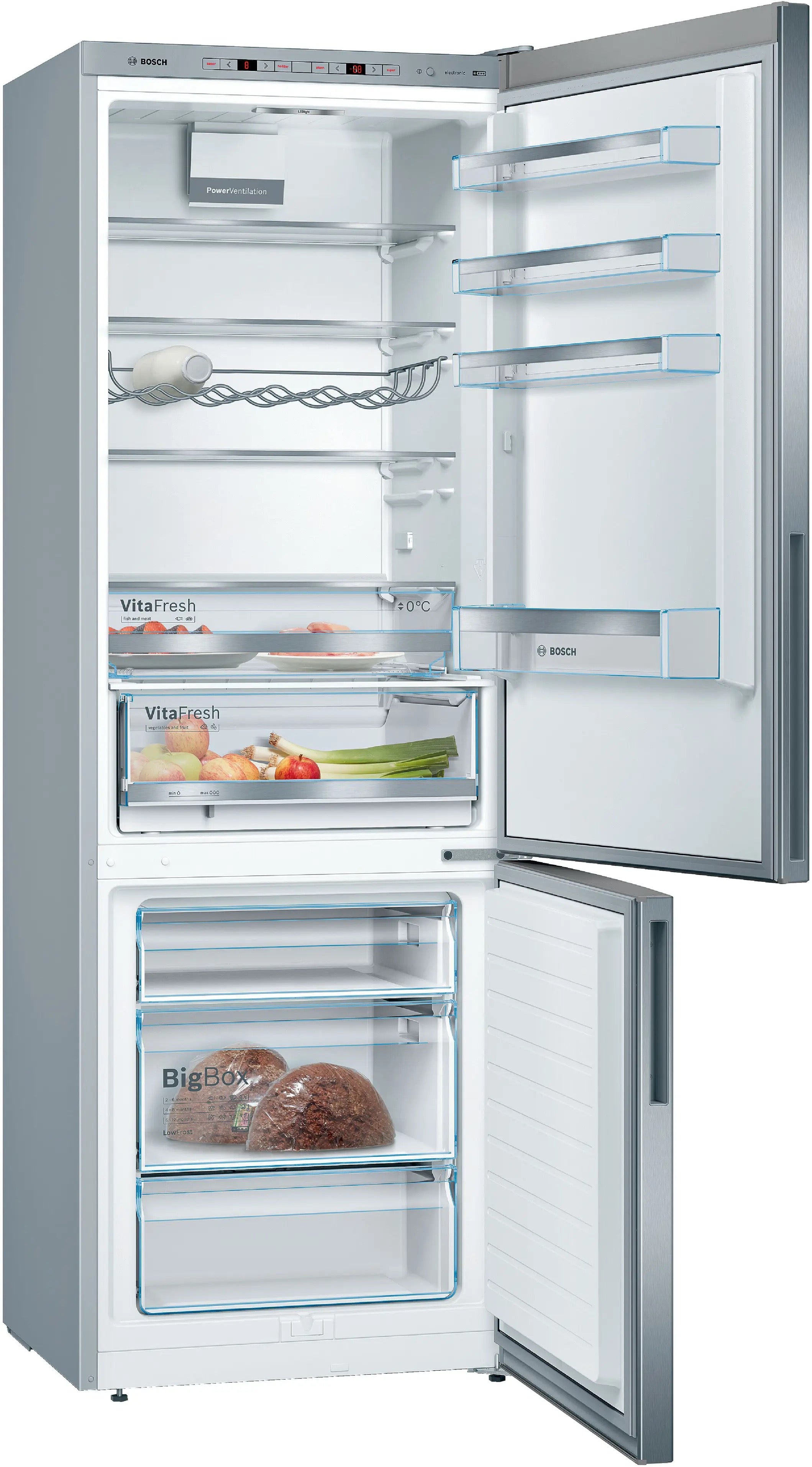 Bosch Series 6 Free-standing fridge-freezer Stainless steel - KGE49AICAG