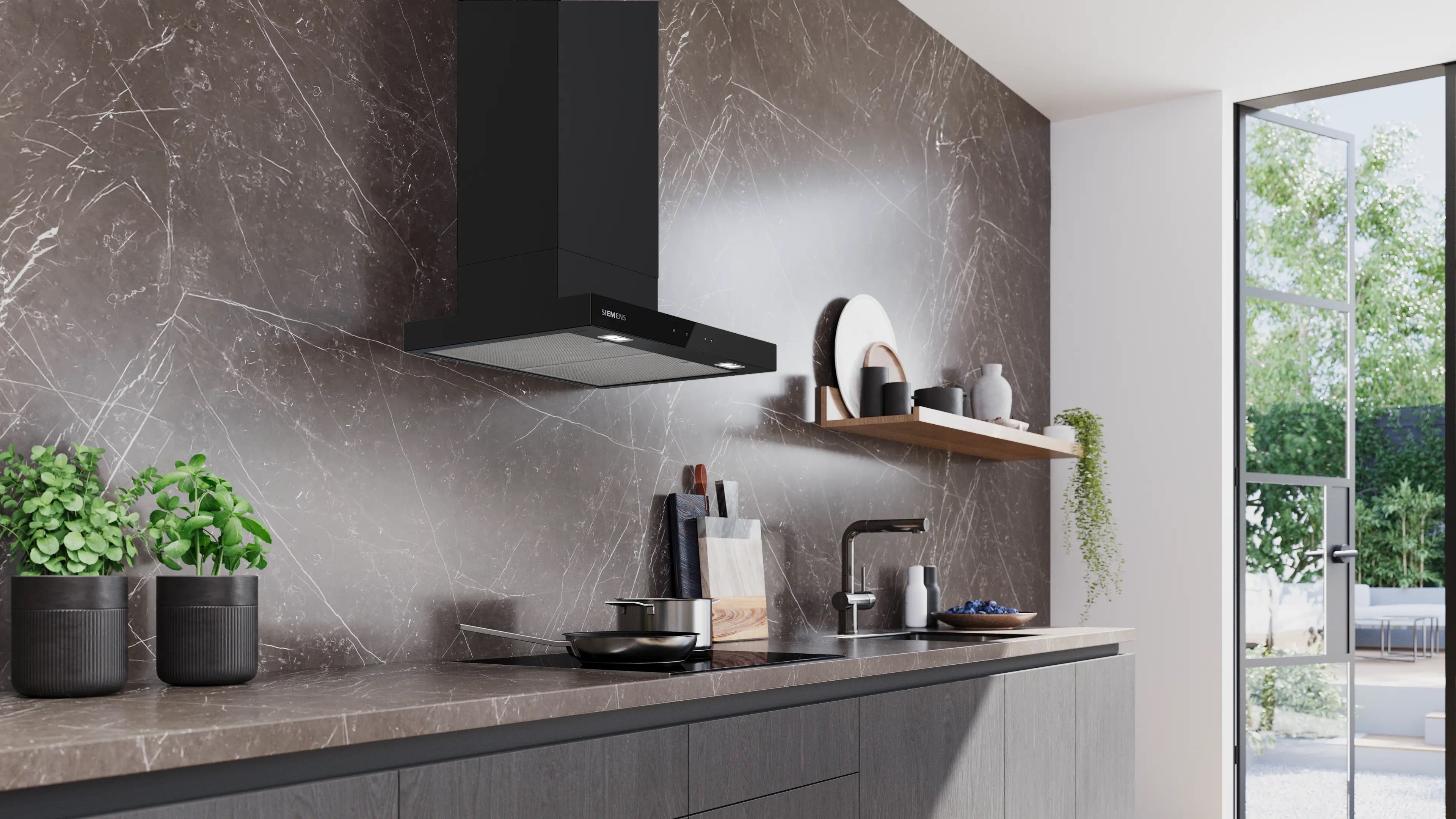 Siemens iQ500 Wall-mounted cooker hood 60 cm Matt black - LC67BDN60B