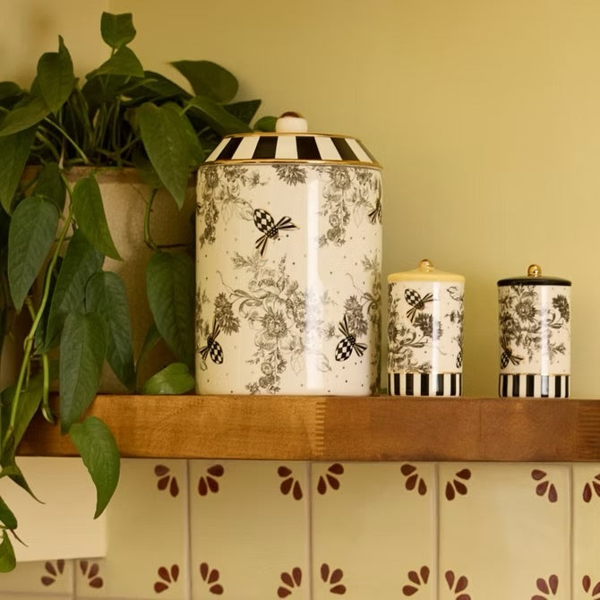 Mackenzie-Childs Bee Toile Canister