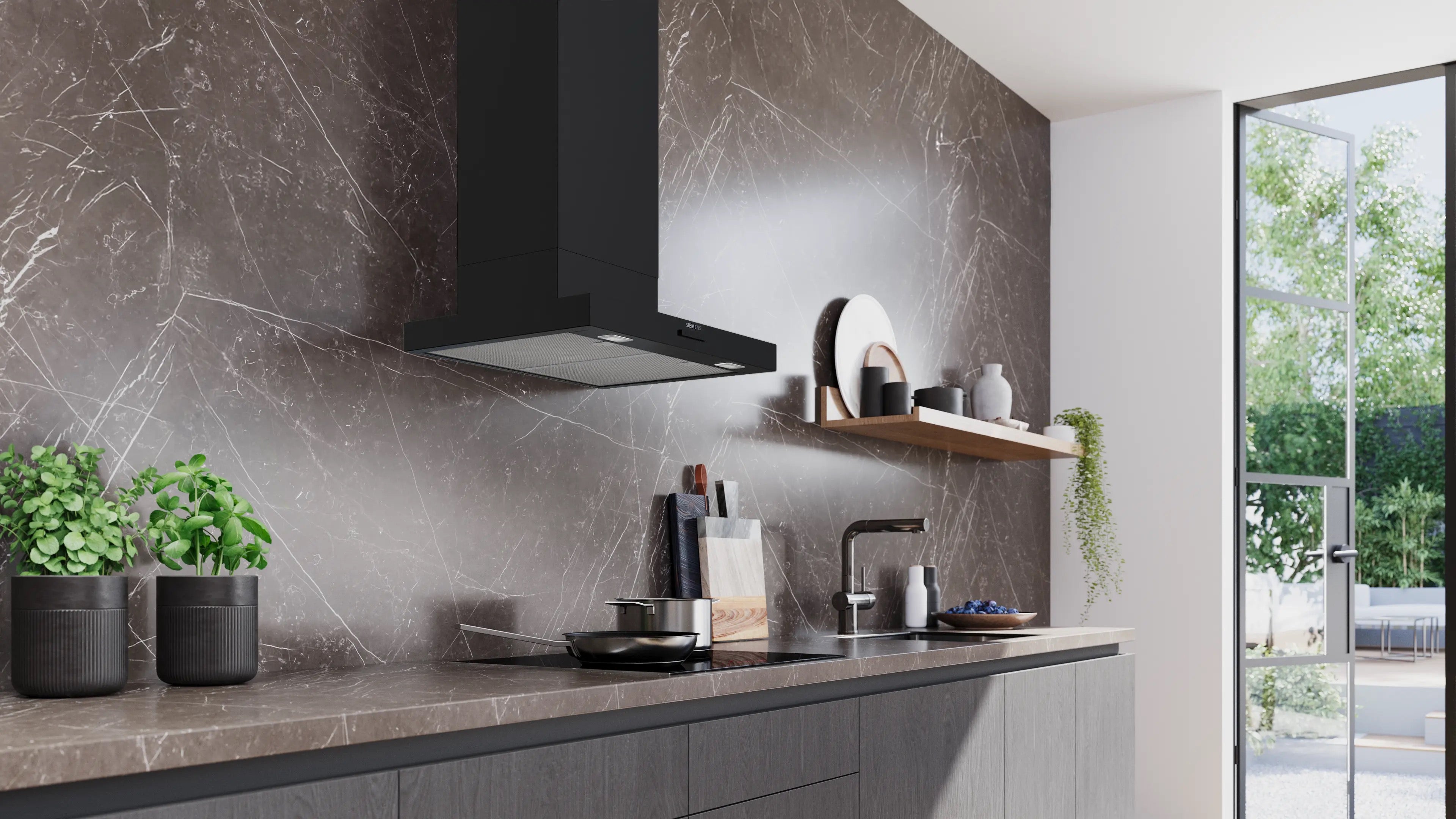 Siemens iQ300 Wall-mounted cooker hood 60 cm Matt black - LC65BCC60B