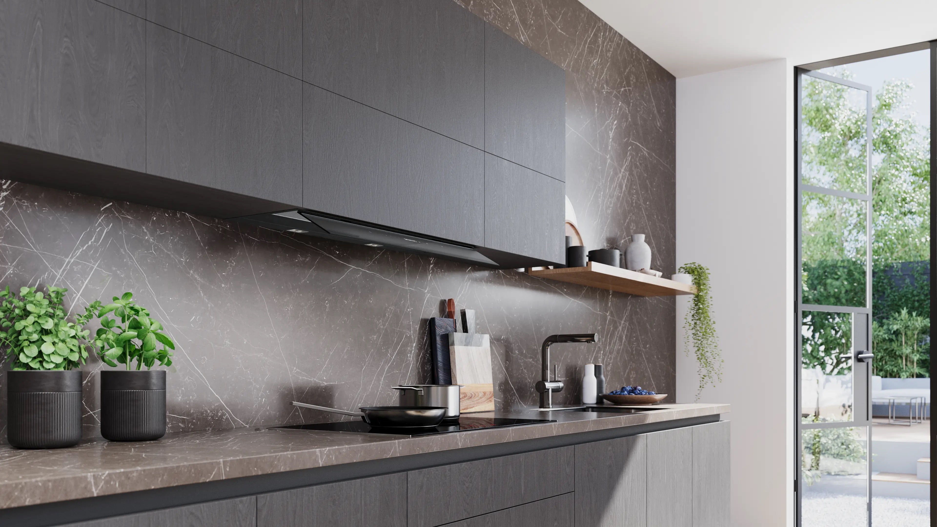 Siemens iQ700 Integrated Design Hood 90 cm clear glass black printed, Matt black - LJ98BET60B