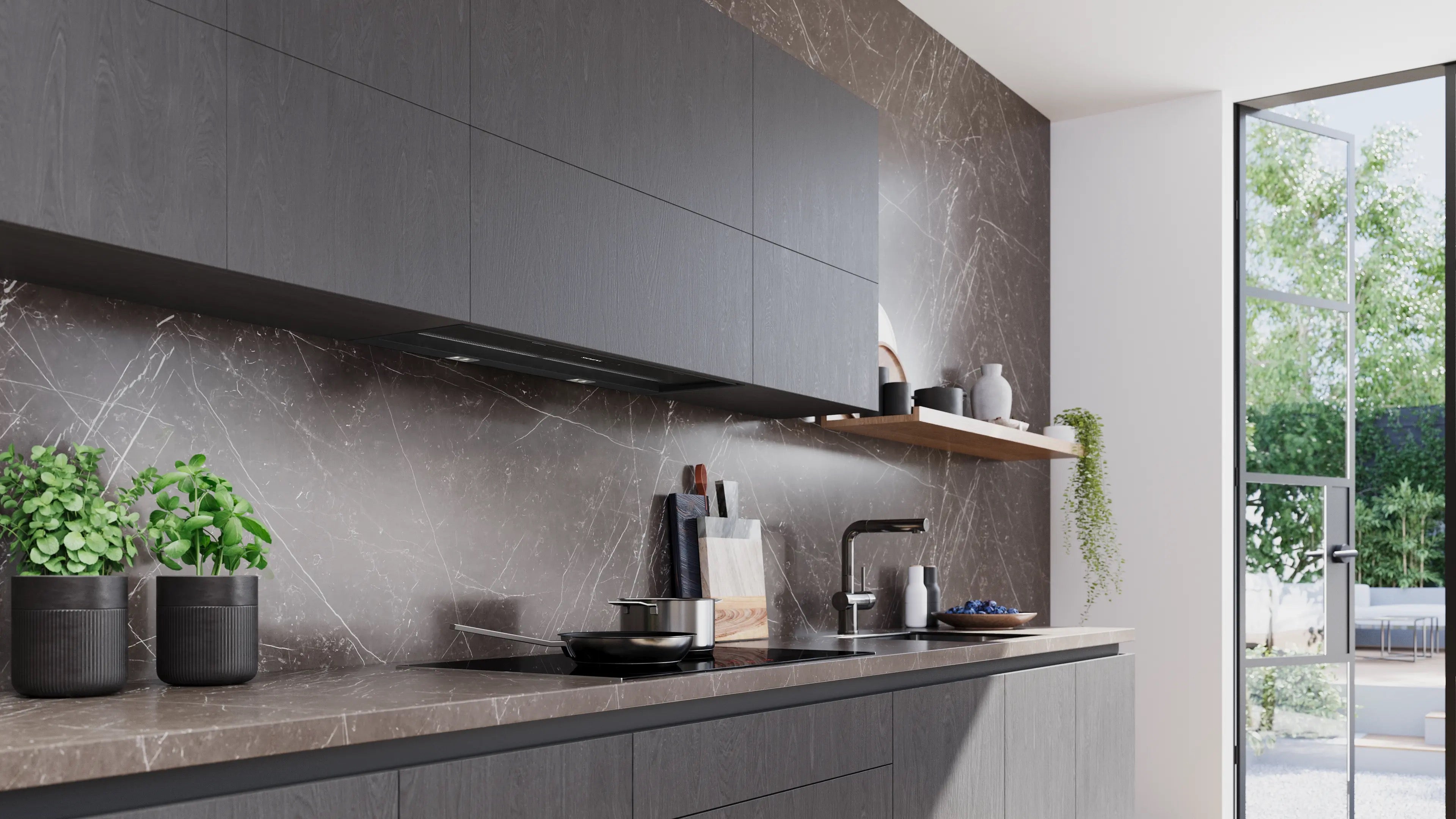 Siemens iQ700 Integrated Design Hood 90 cm clear glass black printed, Matt black - LJ98BET60B