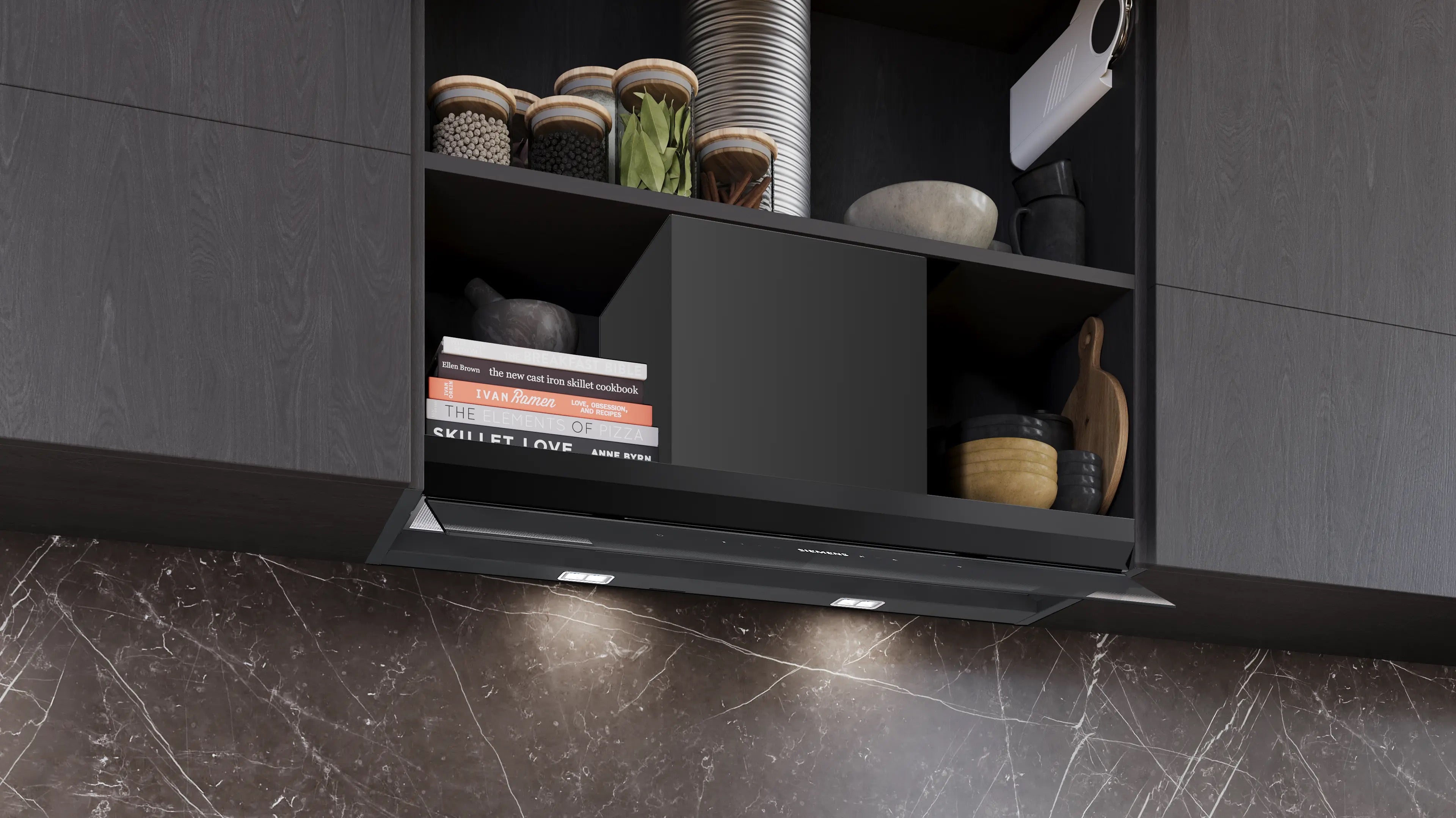 Siemens iQ700 Integrated Design Hood 90 cm clear glass black printed, Matt black - LJ98BET60B