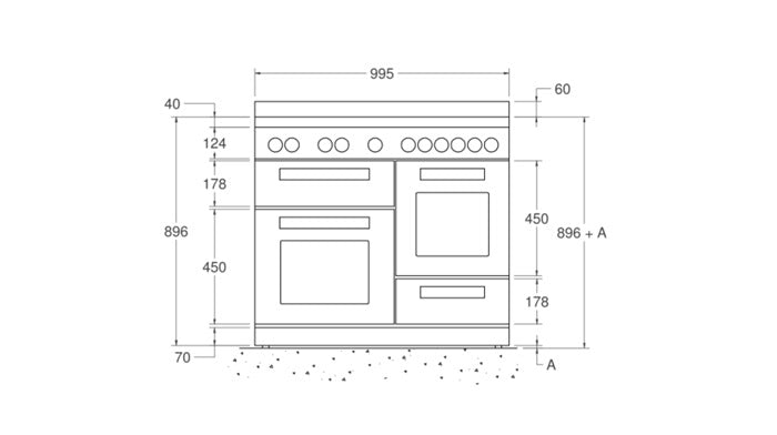Bertazzoni Master Series 100 cm 6-burner electric triple oven