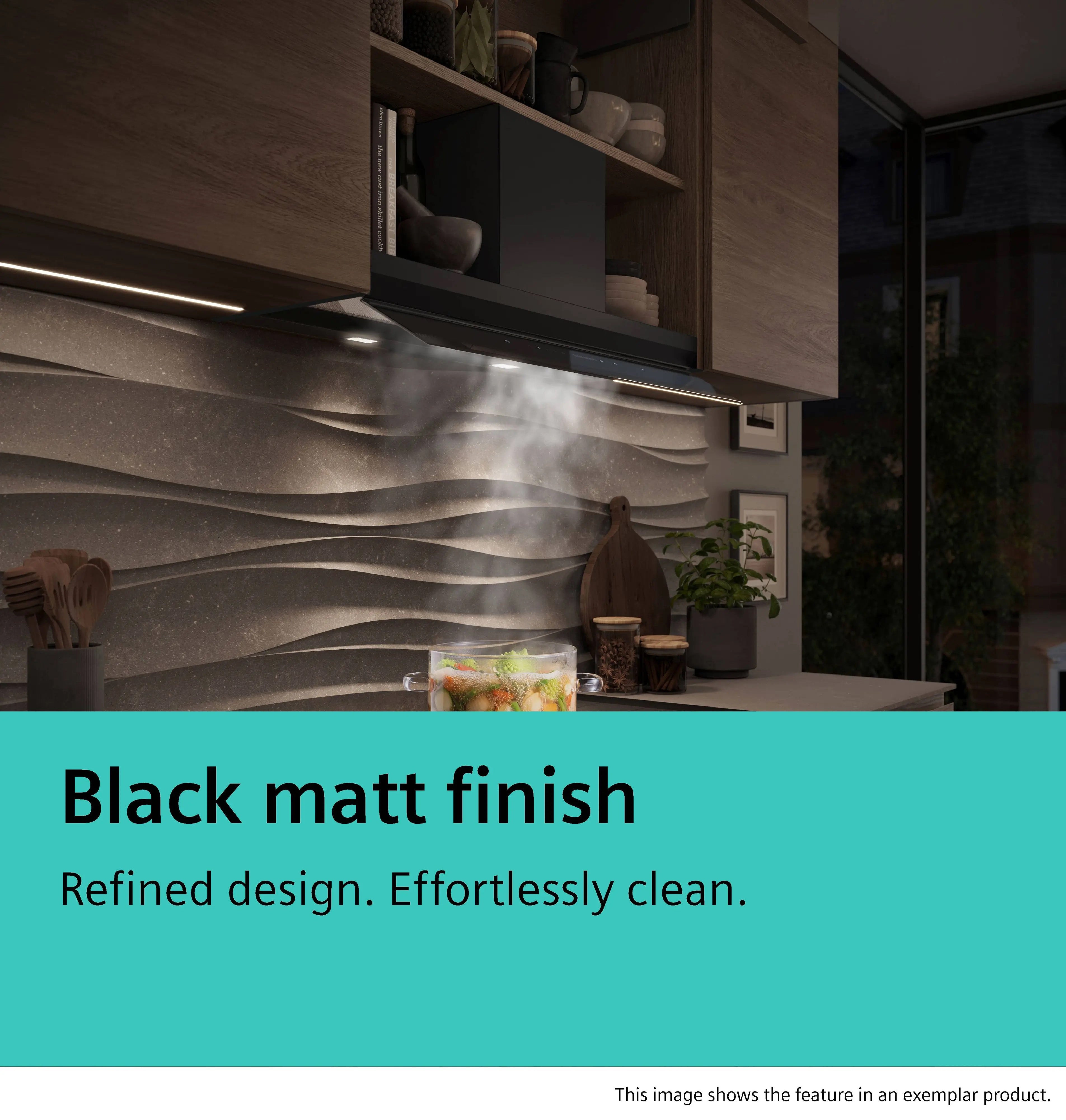 Siemens iQ700 Integrated Design Hood 90 cm clear glass black printed, Matt black - LJ98BET60B
