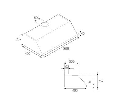 Bertazzoni Professional Series 90cm Undermount Hood 1 Motor