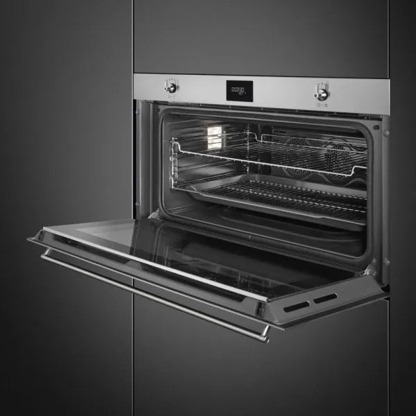 Smeg 90cm Classic Pyrolytic Multifunction Reduced Height Single Oven Stainless Steel - SFPR9301TX