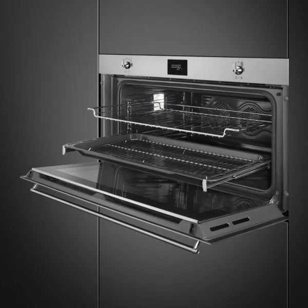 Smeg 90cm Classic Pyrolytic Multifunction Reduced Height Single Oven Stainless Steel - SFPR9301TX