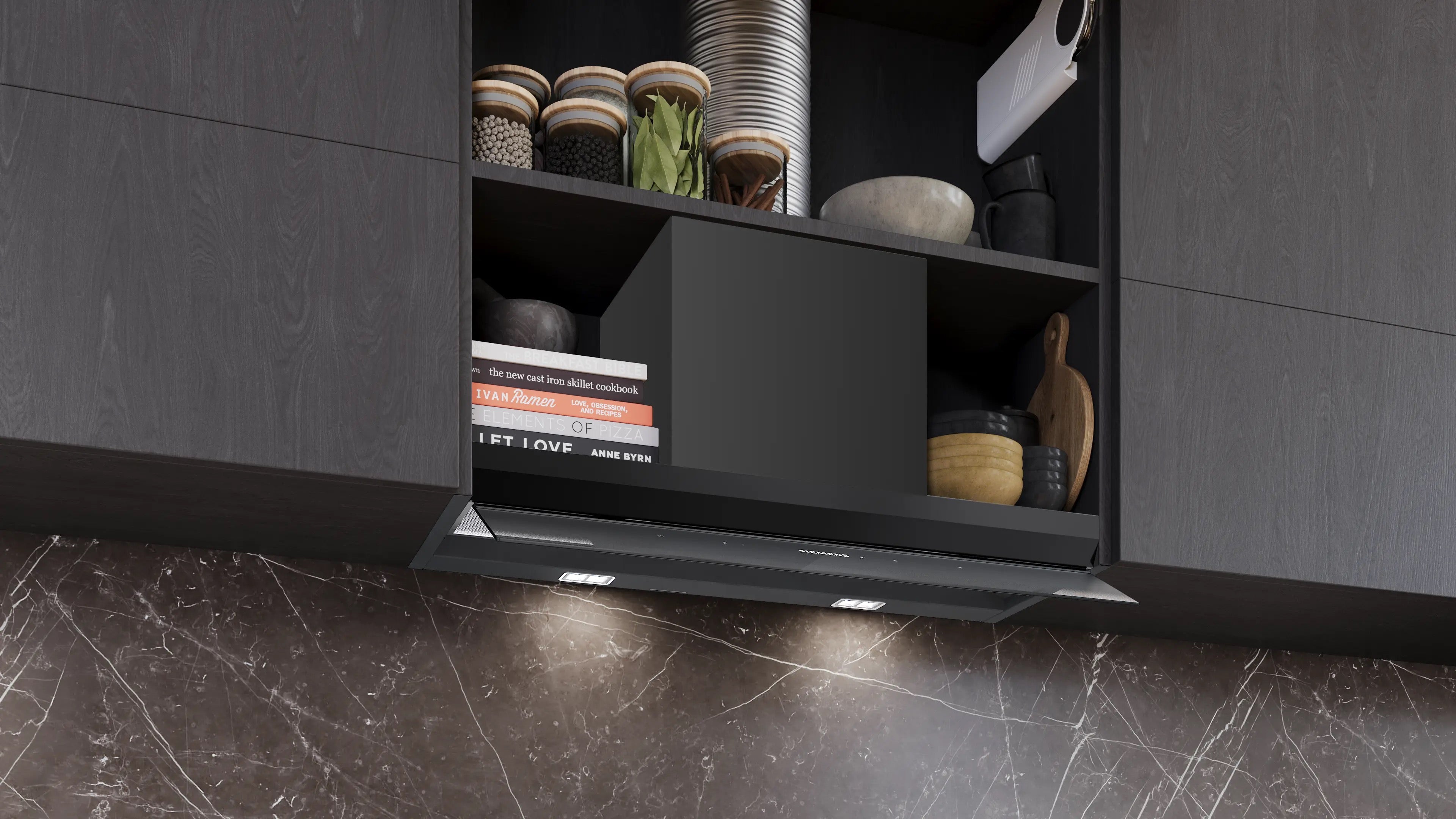 Siemens iQ700 Integrated Design Hood 80 cm clear glass black printed, Matt black - LJ88BET60B
