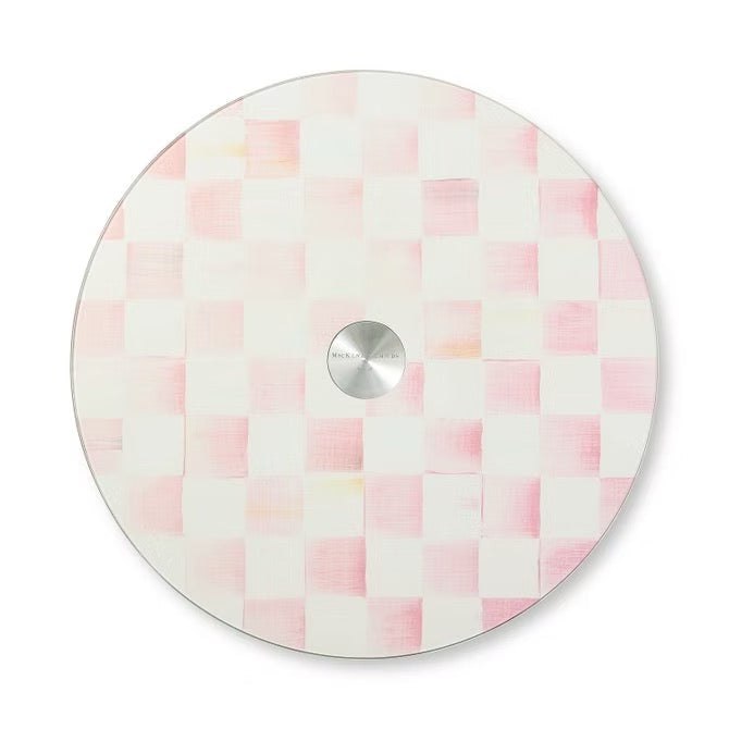 Mackenzie-Childs Rosy Check Glass Lazy Susan