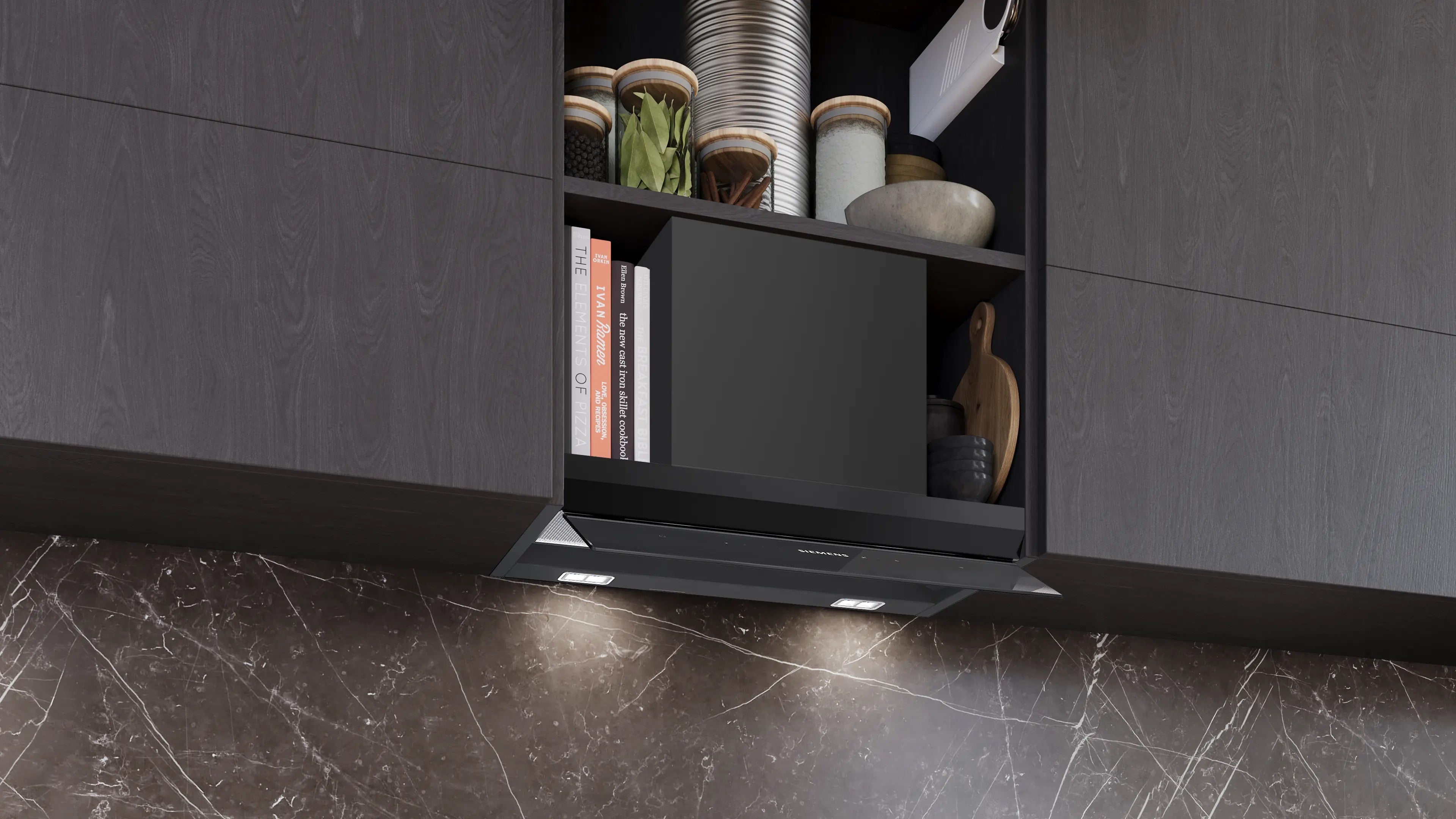 Siemens iQ700 Integrated Design Hood 60 cm clear glass black printed, Matt black - LJ68BET60B