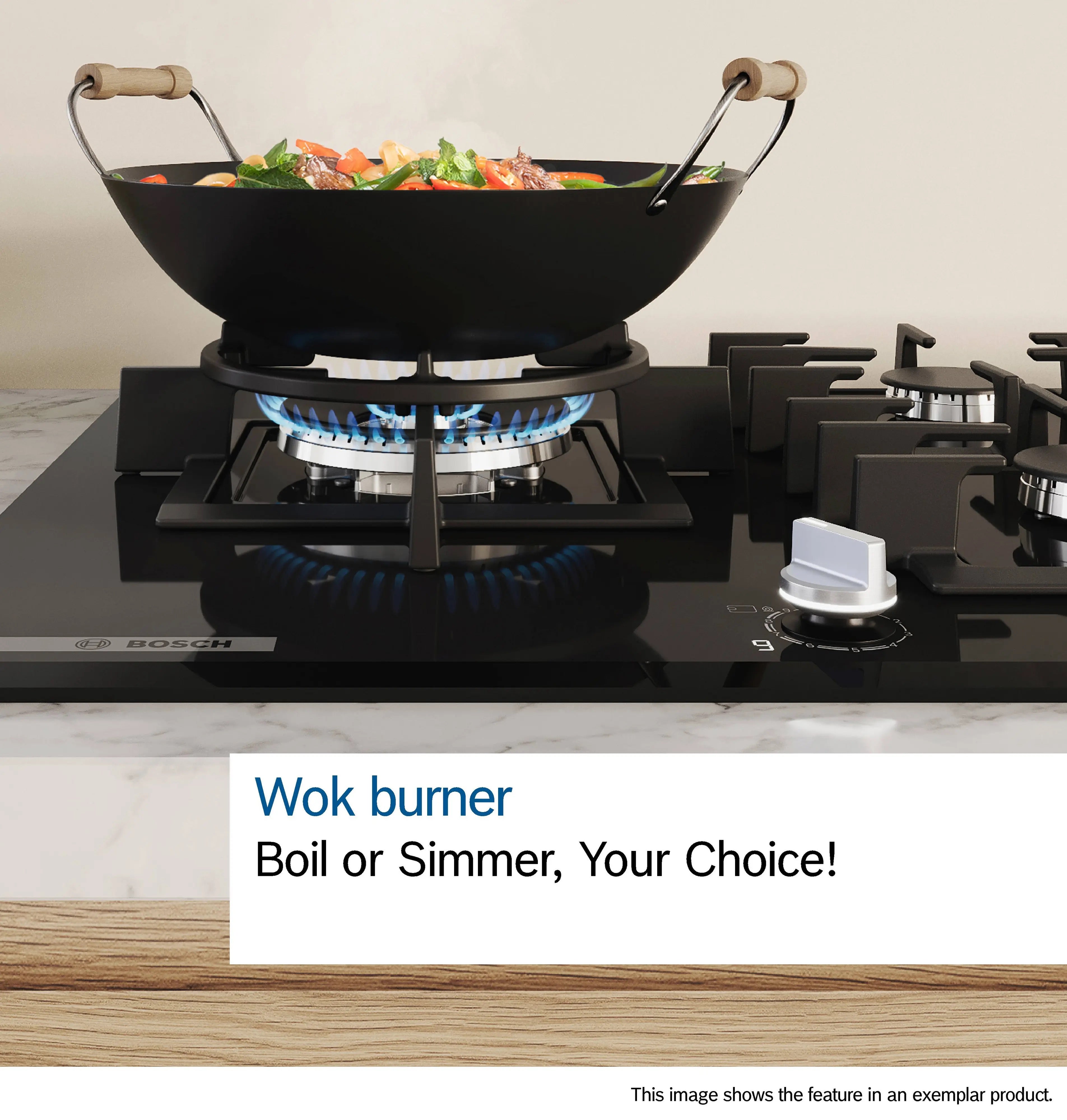Bosch Series 6 Gas hob 90 cm Tempered glass, Black - PPM9A6I40