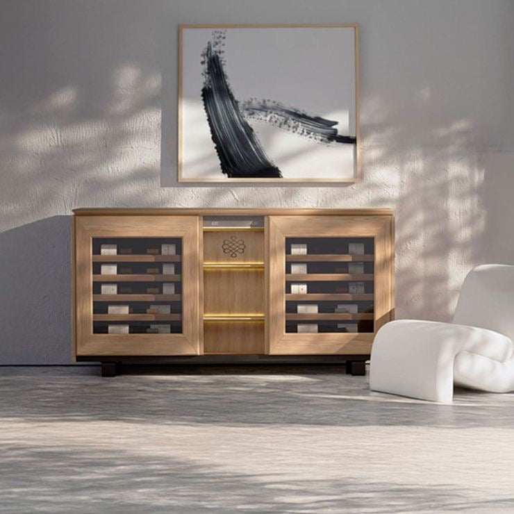 EuroCave 2-temperature sideboard wine cabinet in light oak - Harmonie