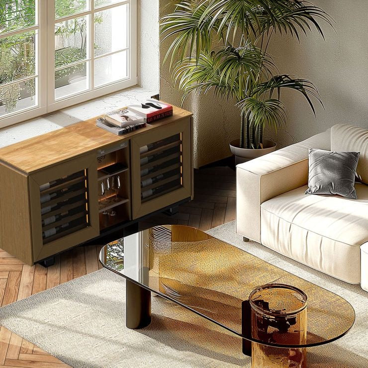 EuroCave 2-temperature sideboard wine cabinet in light oak - Harmonie
