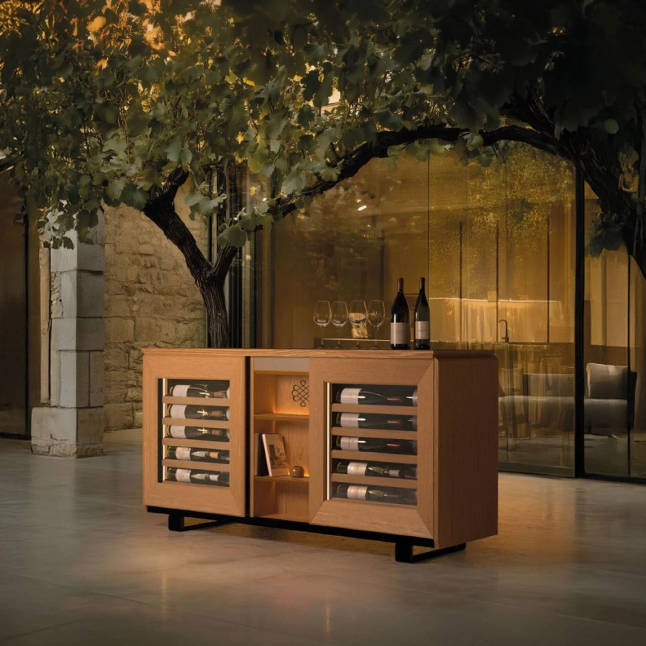 EuroCave 2-temperature sideboard wine cabinet in light oak - Harmonie