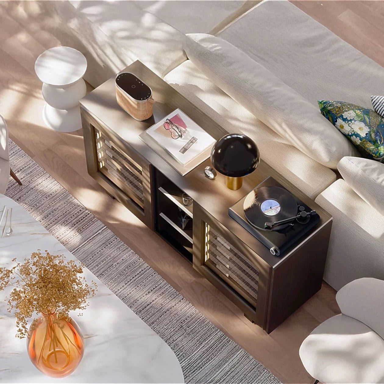 EuroCave 2-temperature sideboard wine cabinet in brown smoked - Harmonie