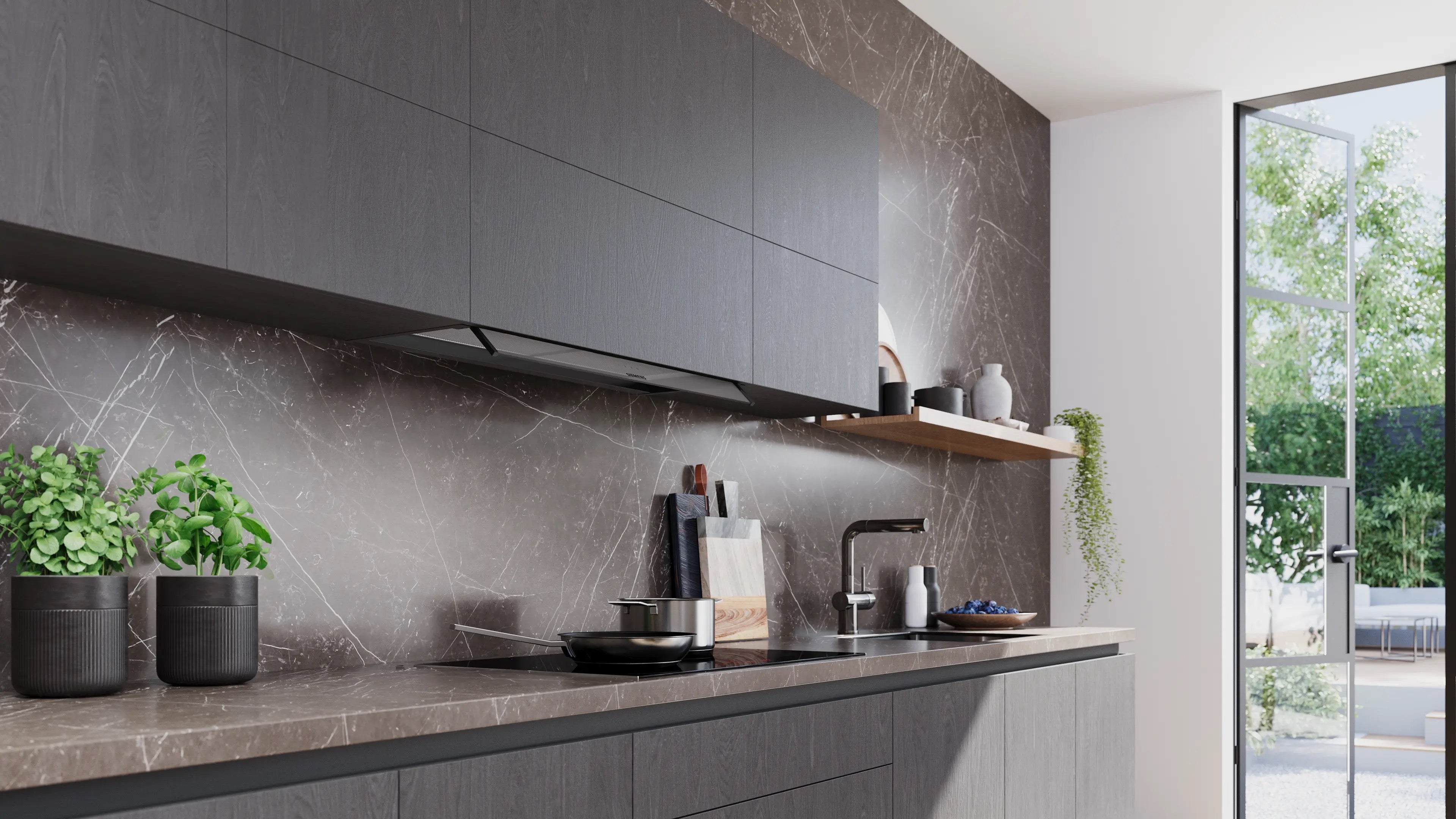 Siemens iQ300 Integrated Design Hood 90 cm clear glass, Matt black - LJ95BCC60B