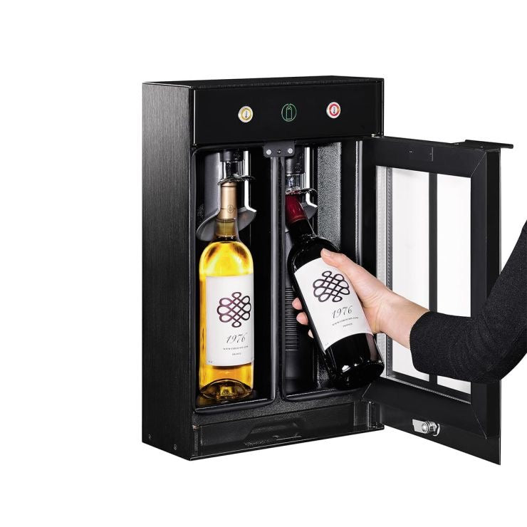 EuroCave 2-bottle wine bar - brings wine to the correct temperature and preserves open bottles