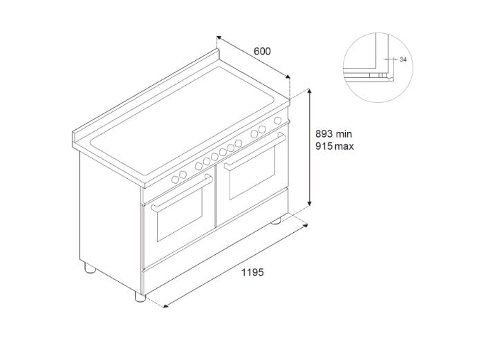Bertazzoni 120 cm 6-burner+griddle, electric double oven Heritage Series