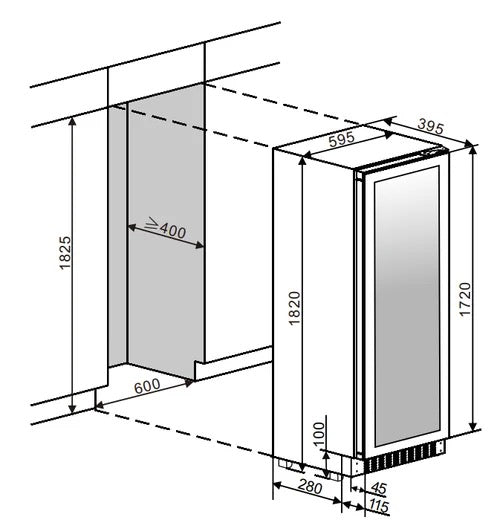MQuvee Built-In Wine Fridge - WineCave 182 Slim  - Push-Pull