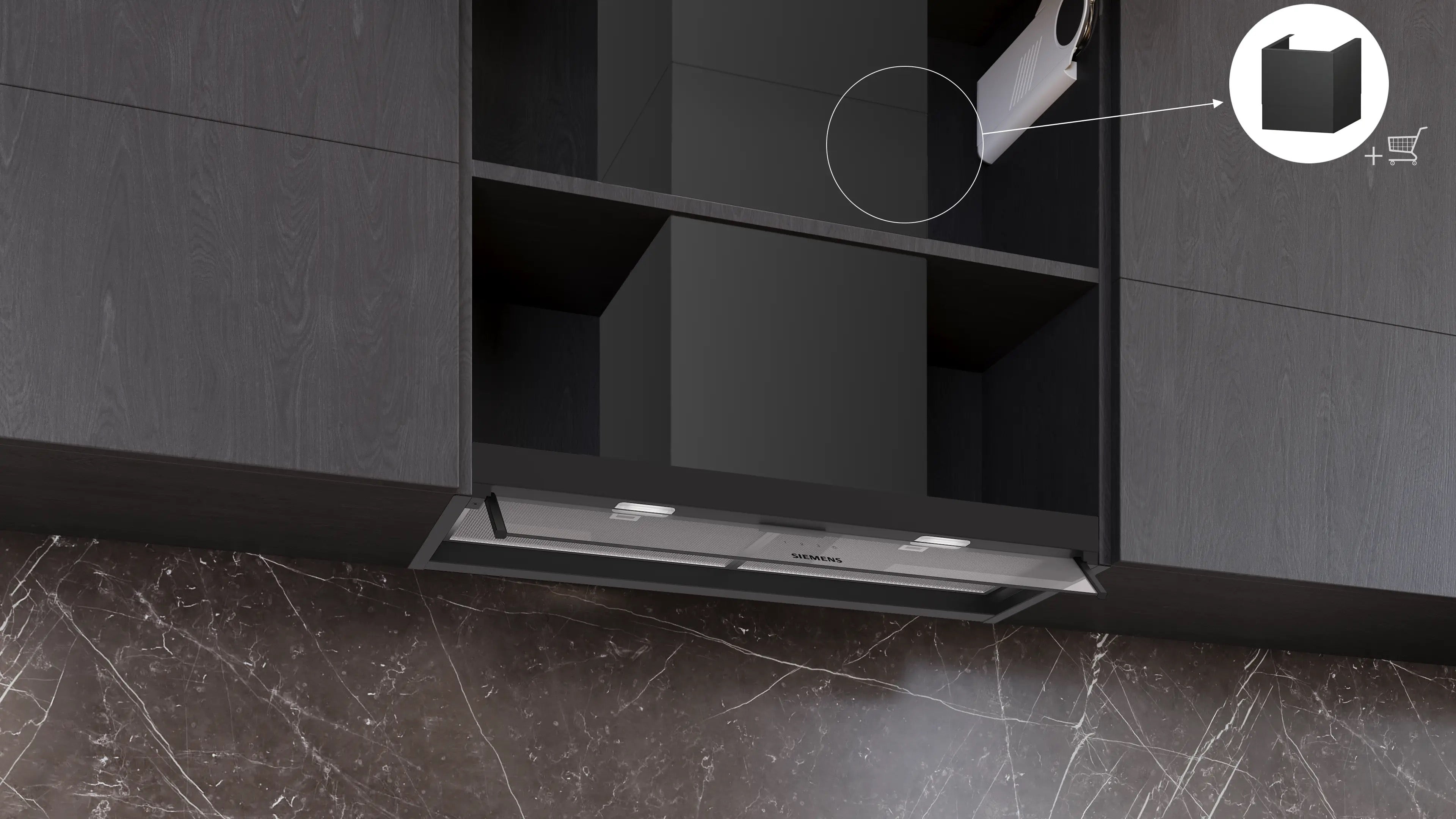 Siemens iQ300 Integrated Design Hood 80 cm clear glass, Matt black - LJ85BCC60B