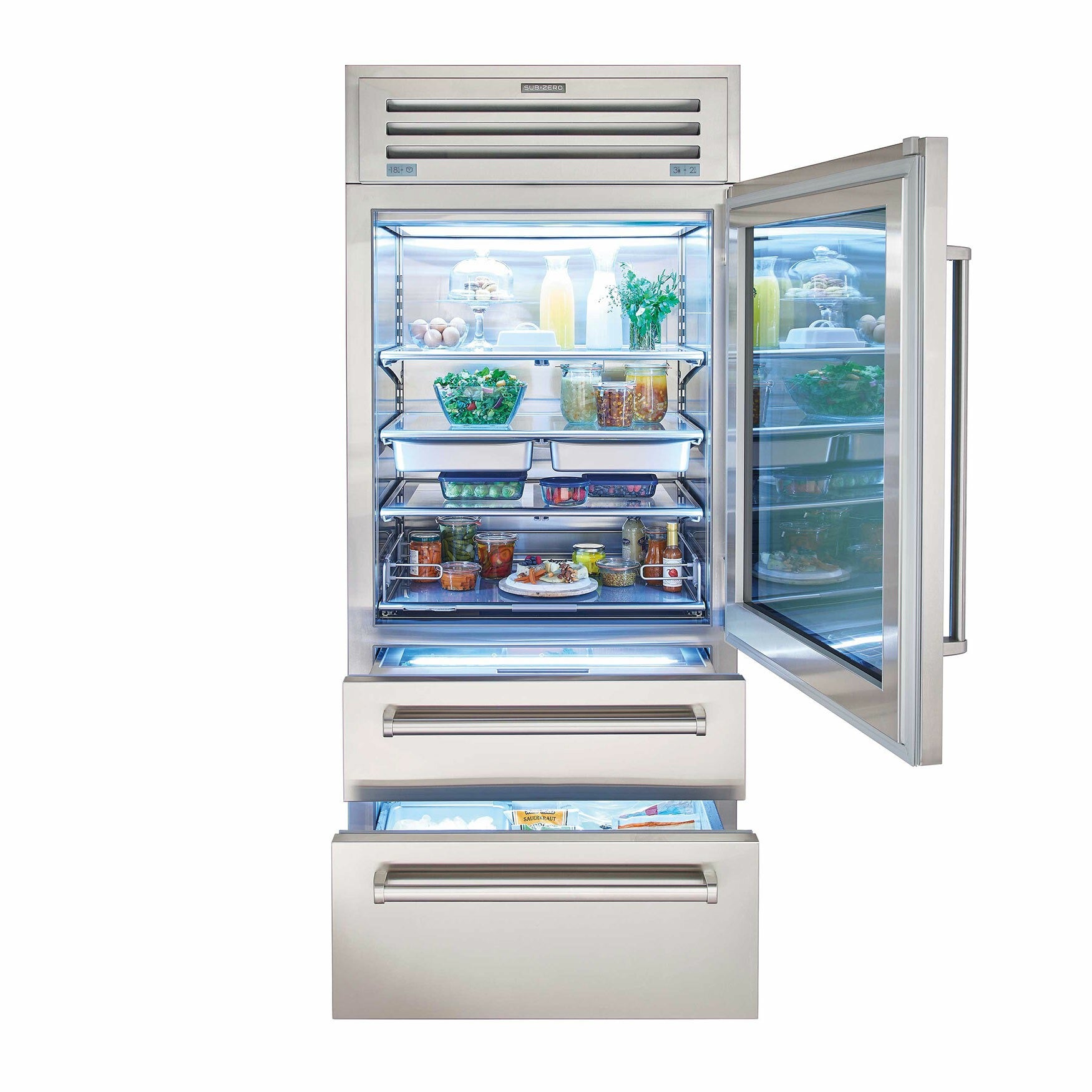 Sub-Zero PRO Refrigerator/Freezer with Glass Door ICBPRO3650G