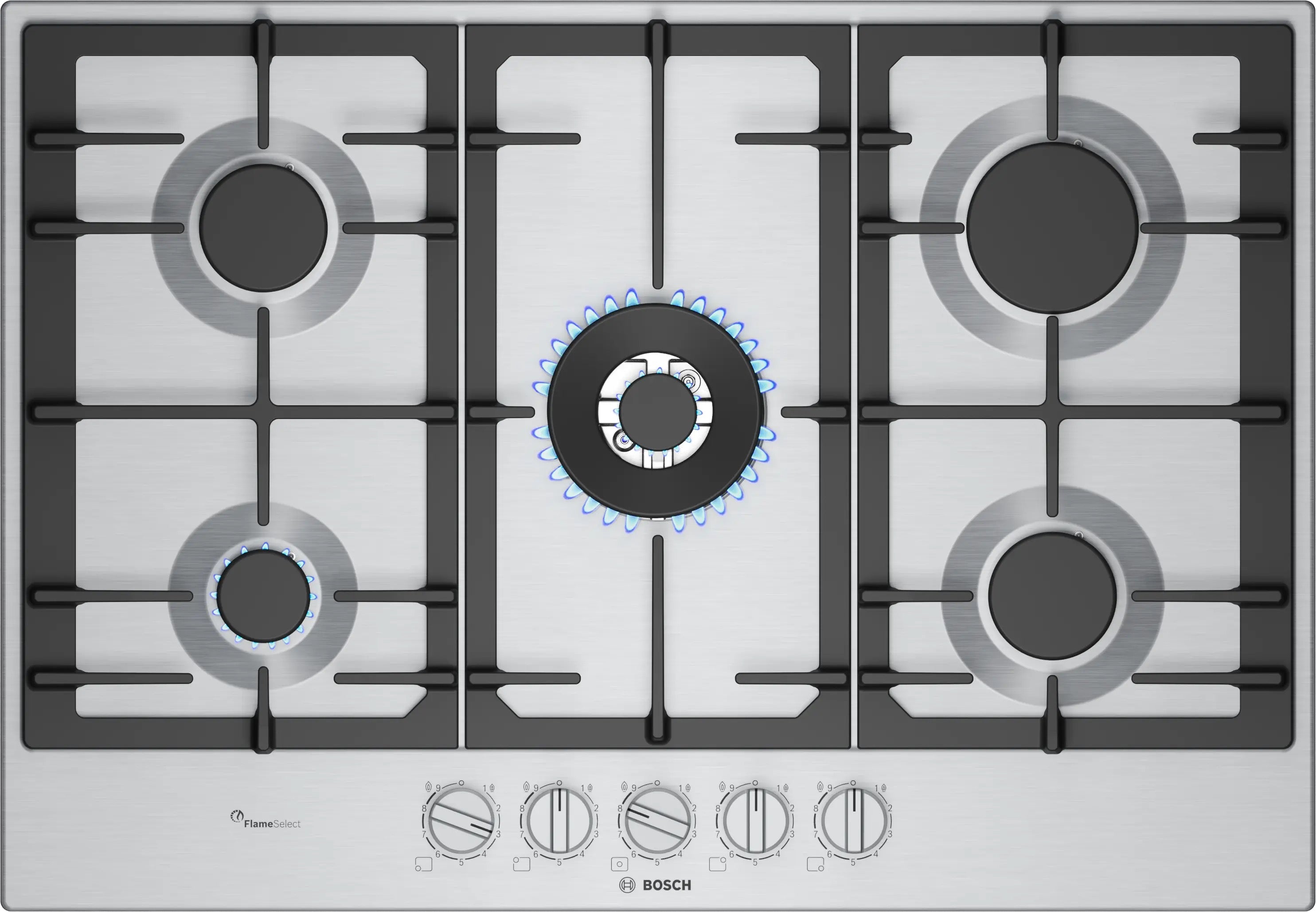 Bosch Series 6 Gas hob 75 cm Stainless steel - PCQ7A5I90