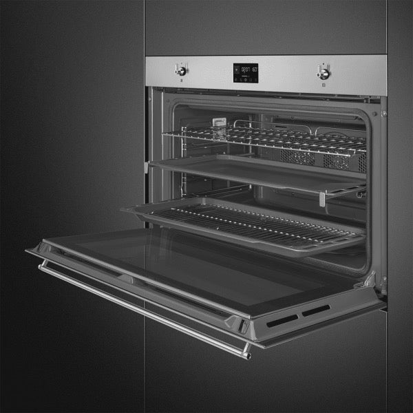 Smeg 90cm Classic Pyrolytic Multifunction Single Oven Stainless Steel - SFP9302TX
