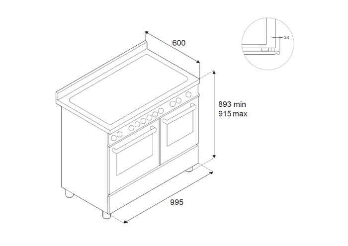 Bertazzoni 100cm Heritage Series Induction Top Double Oven