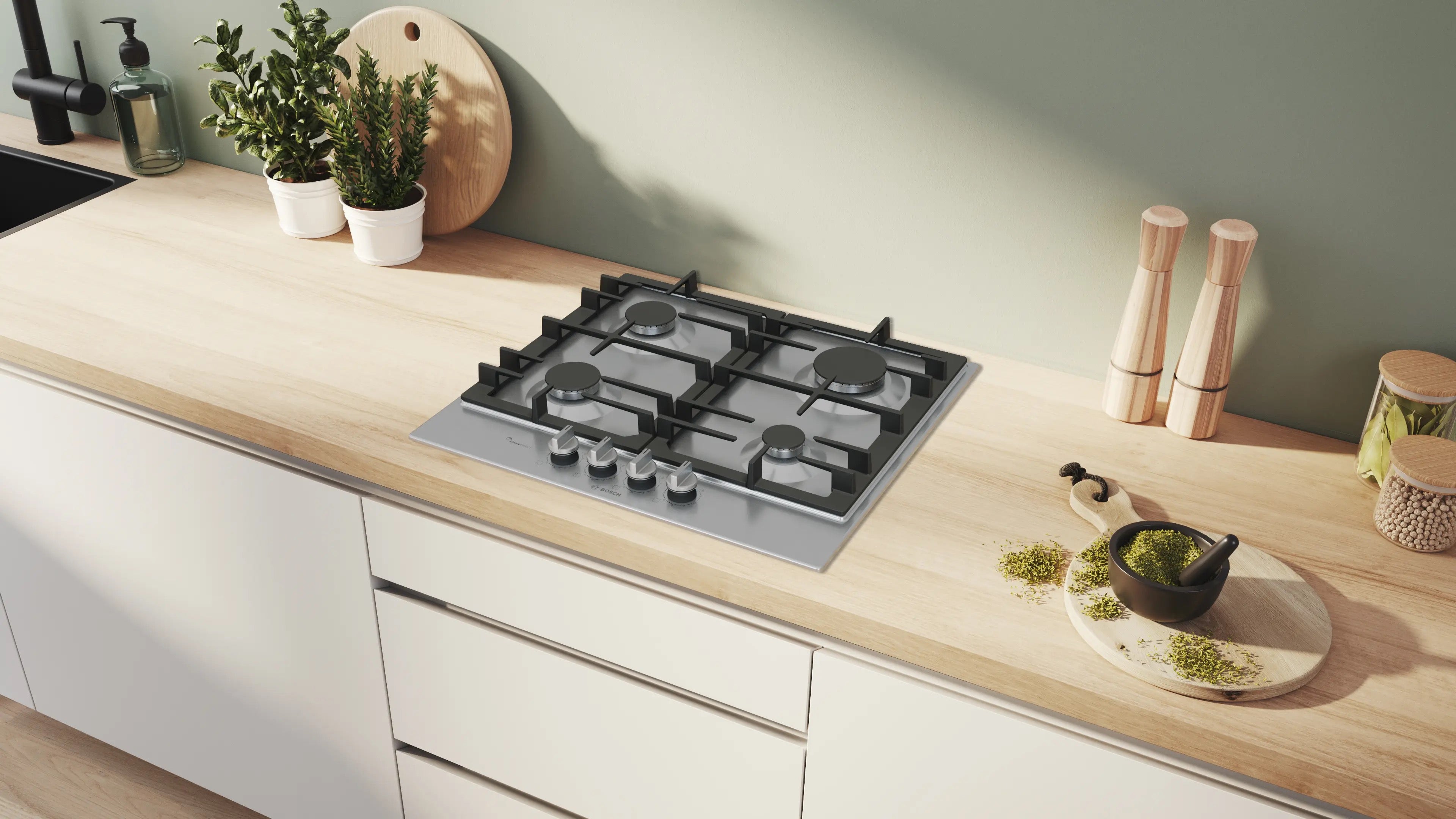 Bosch Series 6 Gas hob 60 cm Stainless steel - PCP6A5I90