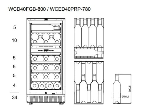 MQuvee Under-Counter Wine Fridge - WineCave 780 40D