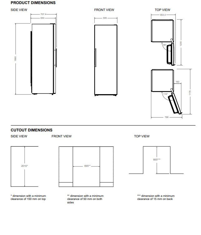 Bertazzoni Master Series 60cm Single Door Refrigerator