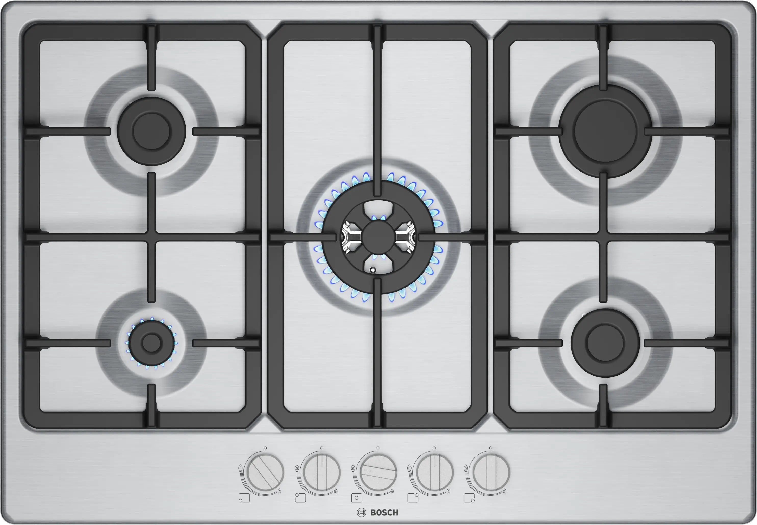 Bosch Series 4 Gas hob 75 cm Stainless steel - PGQ7B5K90