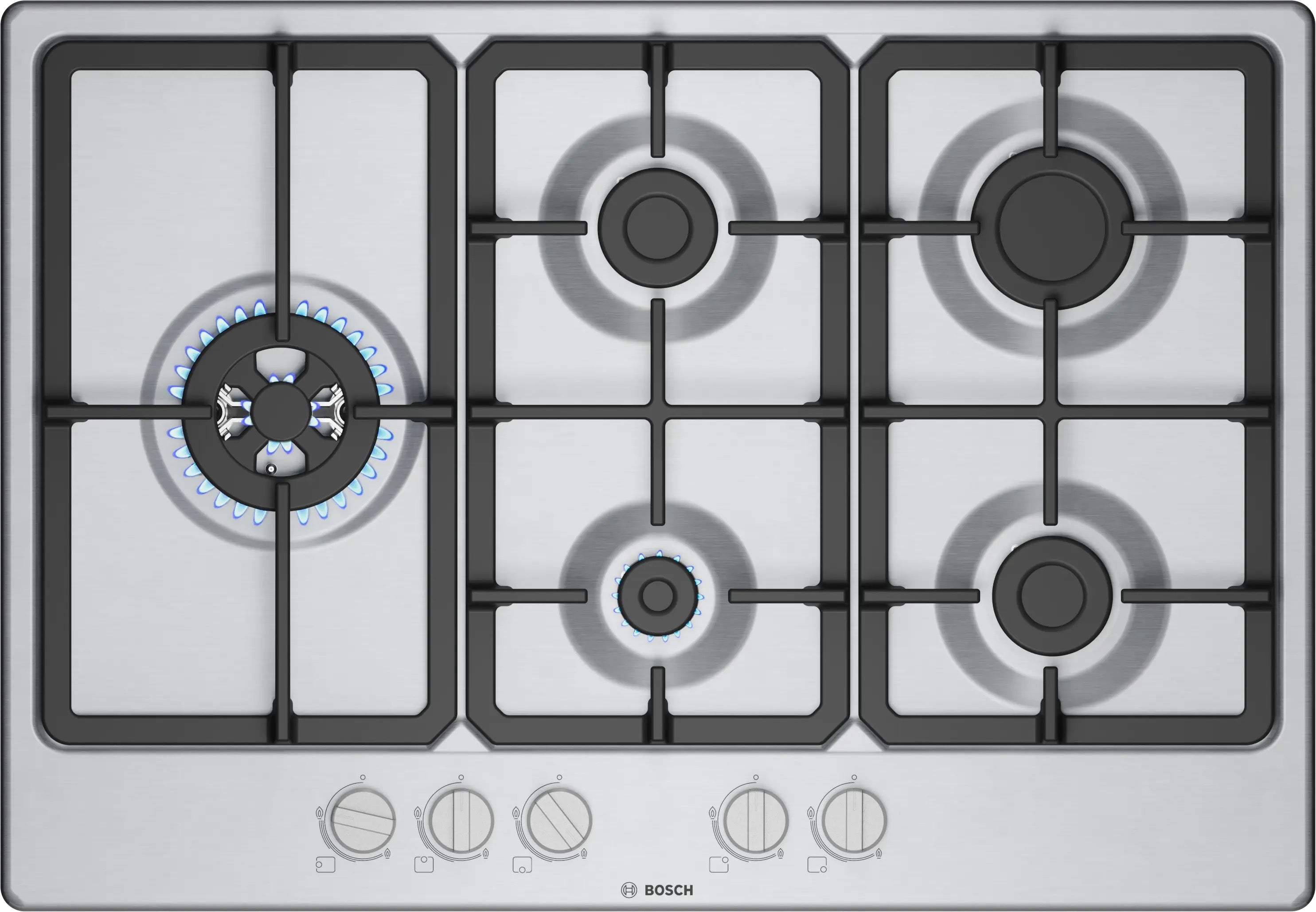 Bosch Series 4 Gas hob 75 cm Stainless steel - PGM7B5K90