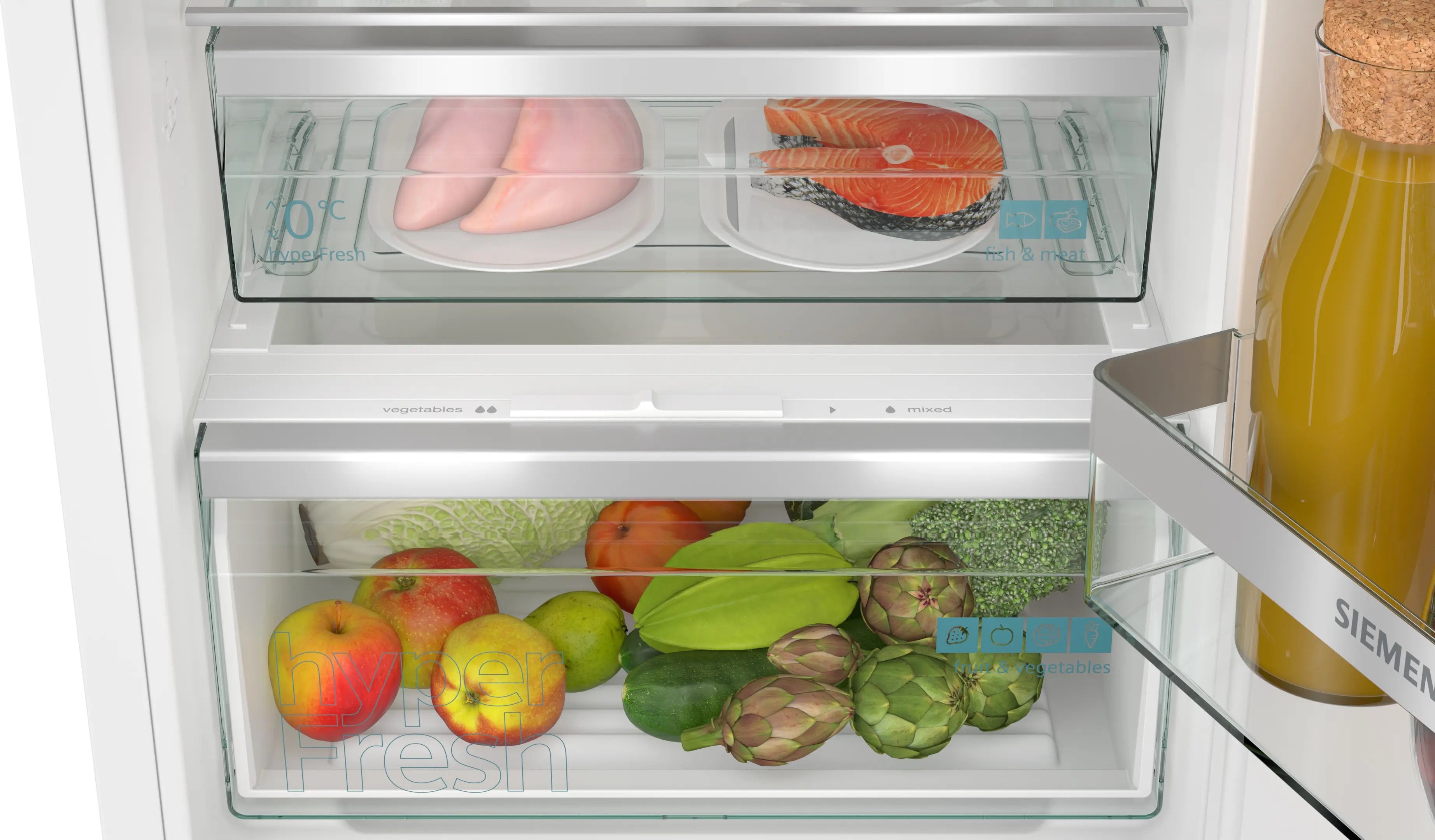 Siemens iQ300 Built-in fridge-freezer with freezer at bottom 193.5 x 55.8 cm flat hinge - KI96NVFD0G