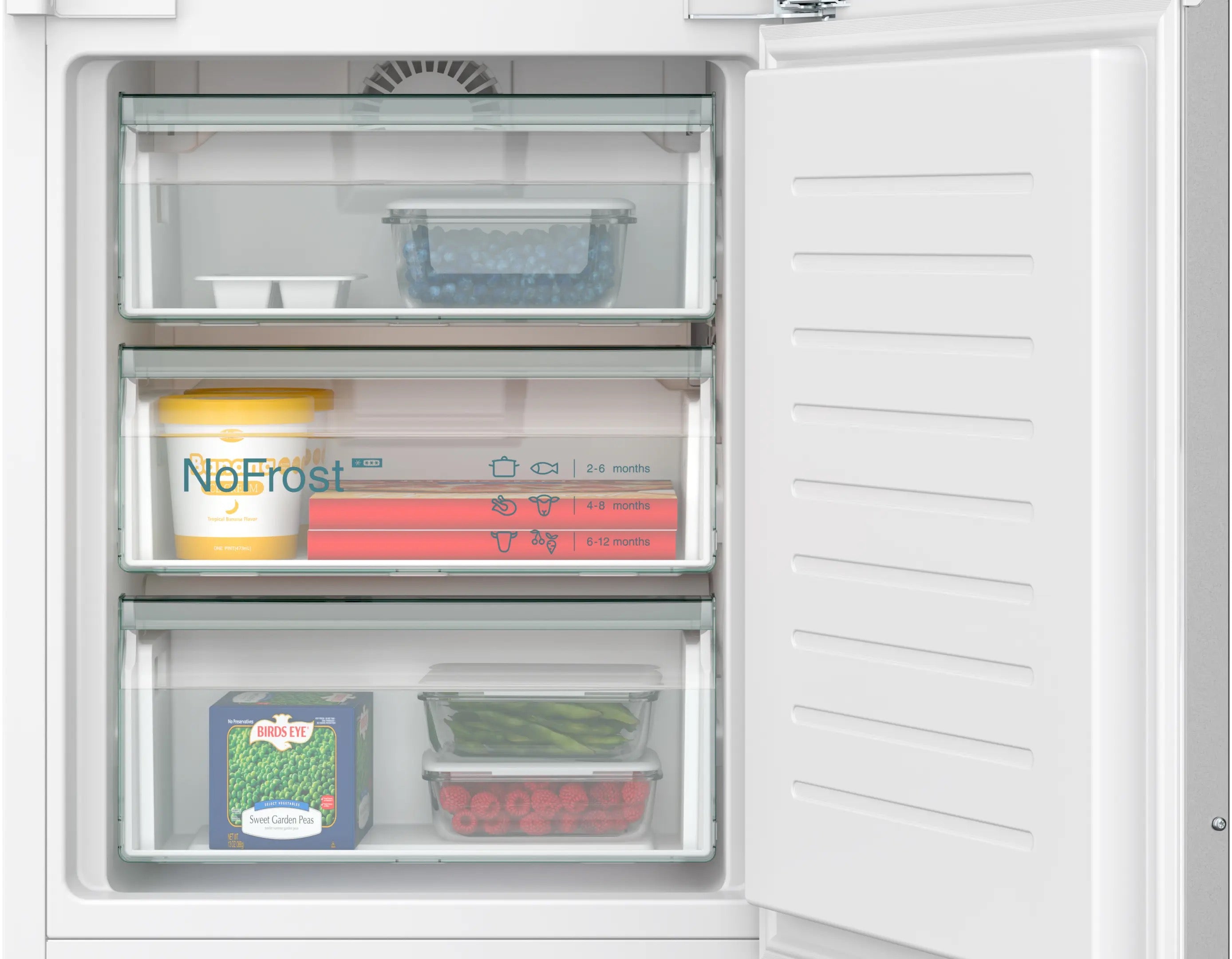 Siemens iQ300 Built-in fridge-freezer with freezer at bottom 193.5 x 55.8 cm flat hinge - KI96NVFD0G