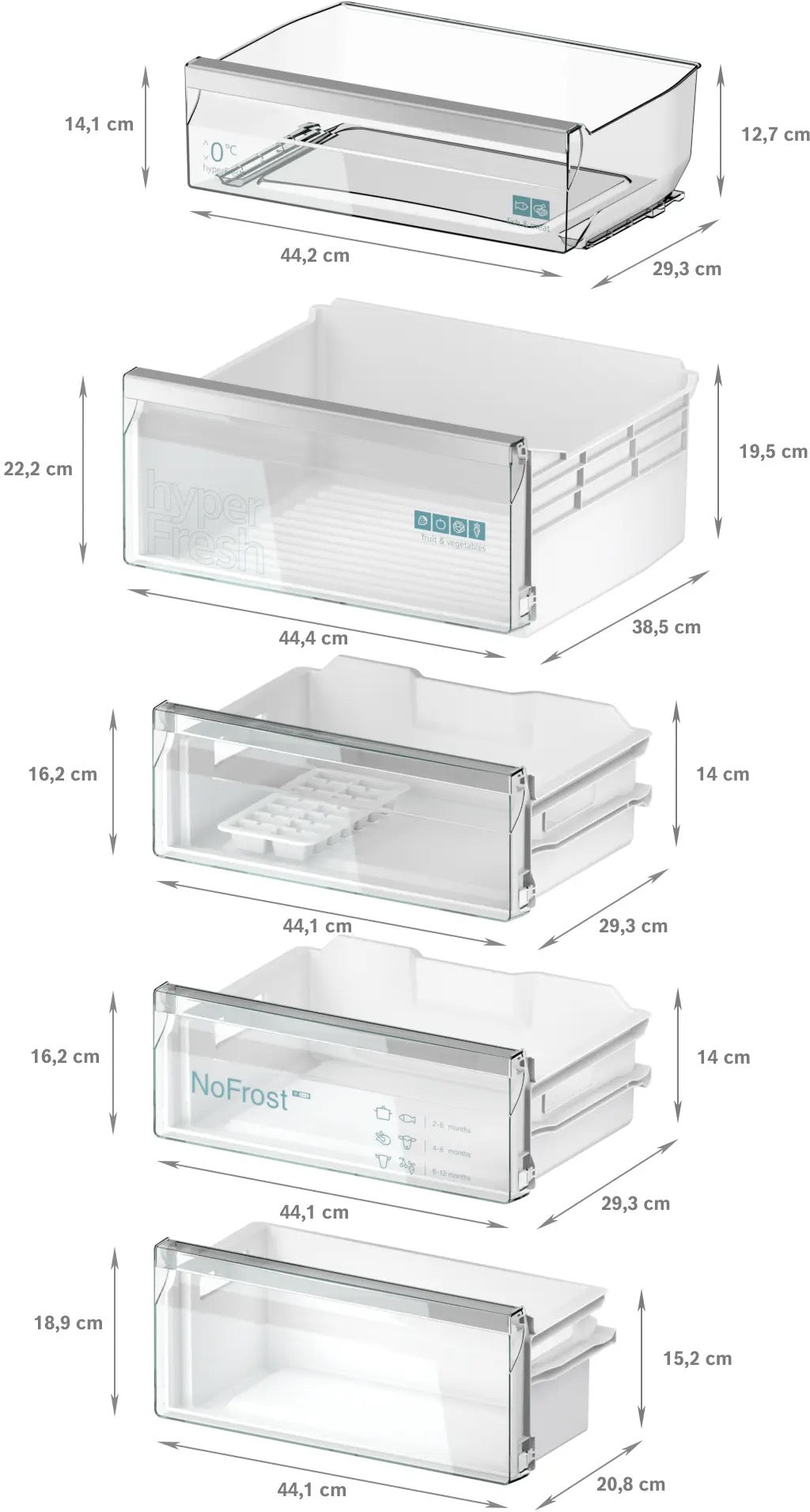 Siemens iQ300 Built-in fridge-freezer with freezer at bottom 193.5 x 55.8 cm flat hinge - KI96NVFD0G