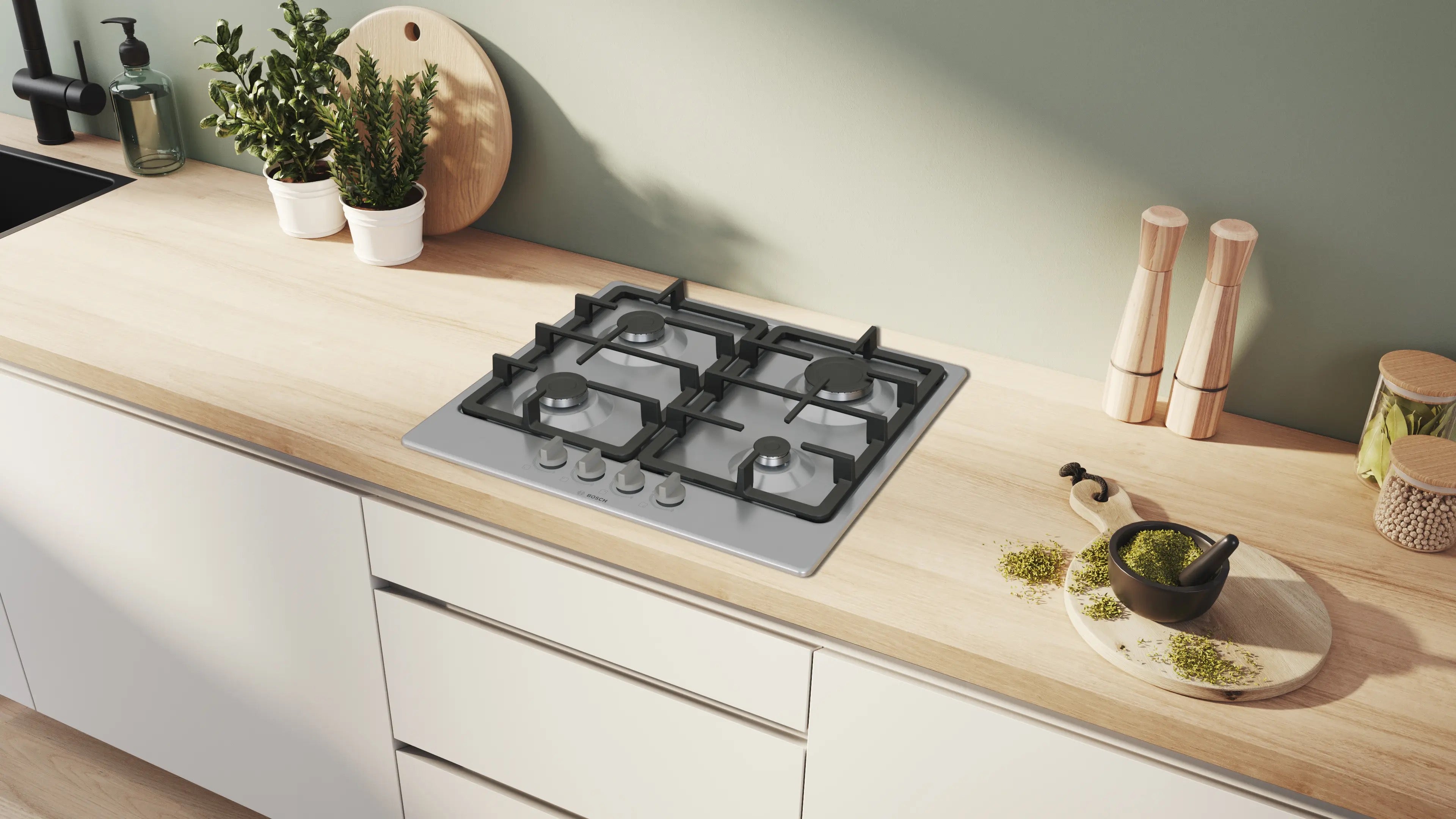 Bosch Series 4 Gas hob 60 cm Stainless steel - PGP6B5K90