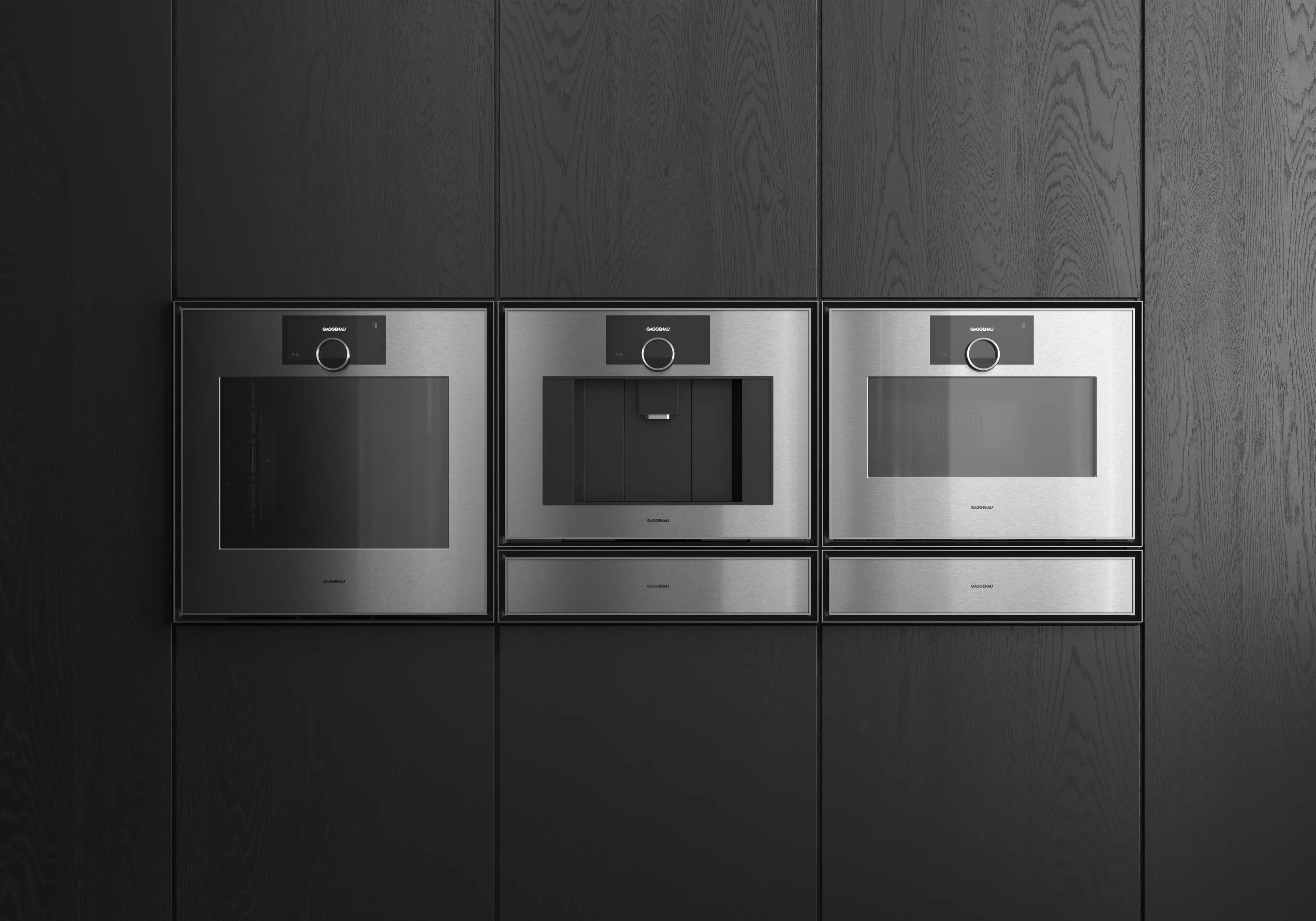 Gaggenau Expressive series fully automatic coffee machine 60 x 45 cm stainless steel behind smoked glass