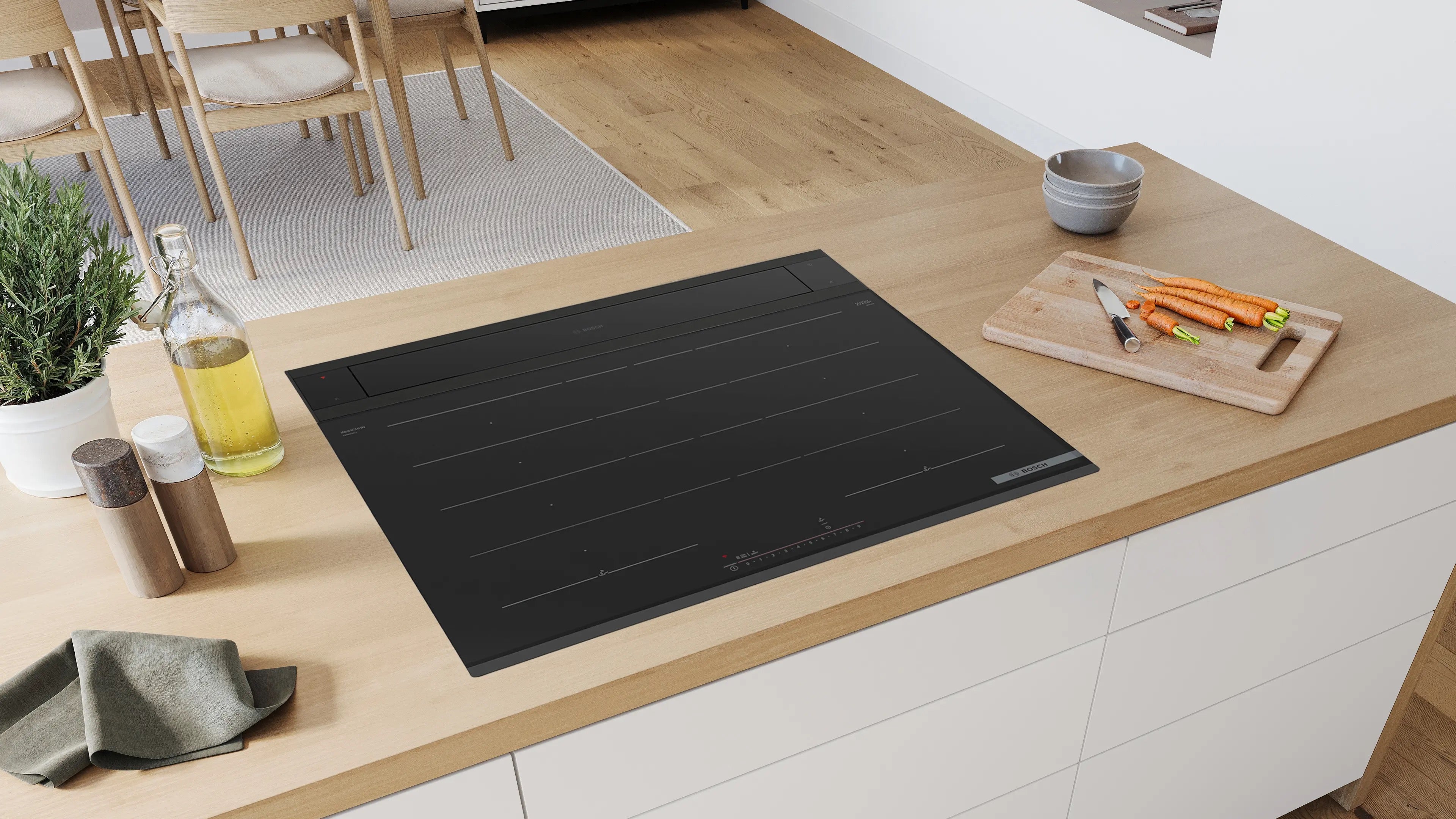 Bosch Series 8 Downdraft hood 80 cm clear glass, Black - DDW88MM60B