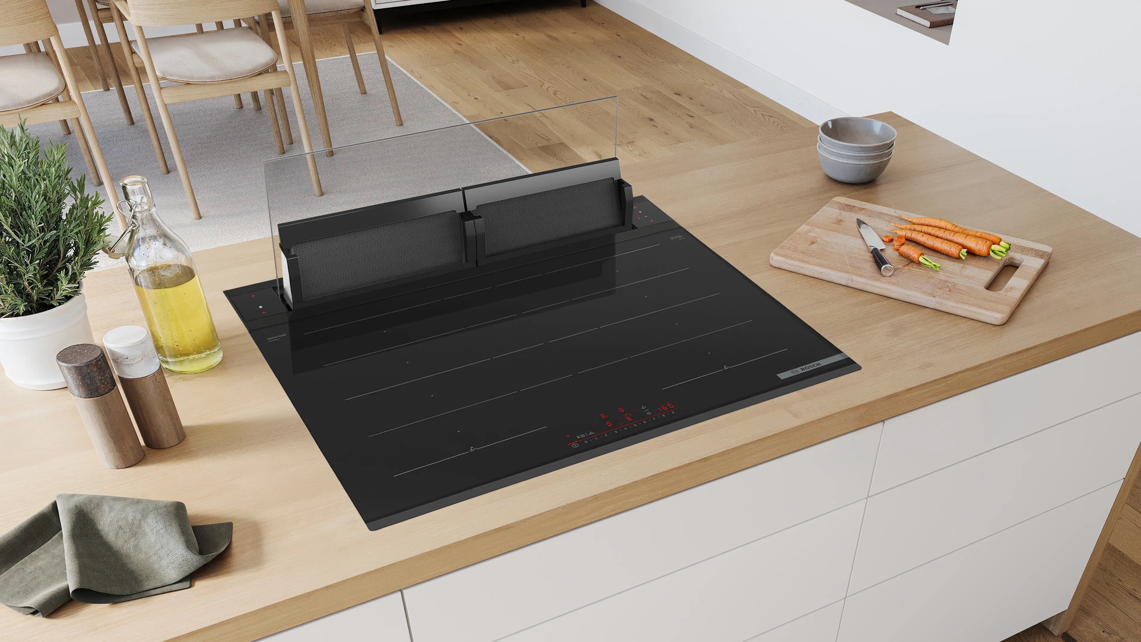 Bosch Series 8 Downdraft hood 80 cm clear glass, Black - DDW88MM60B