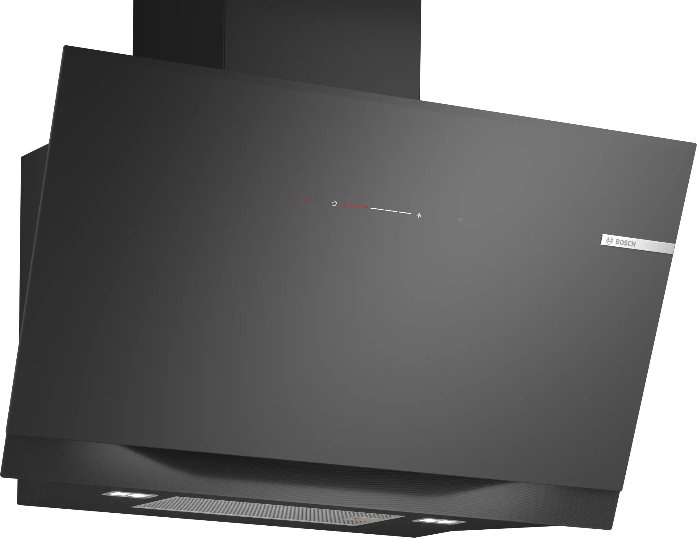 Bosch Series 8 Wall-mounted cooker hood 90 cm clear glass black printed, Black - DWK91LT60B