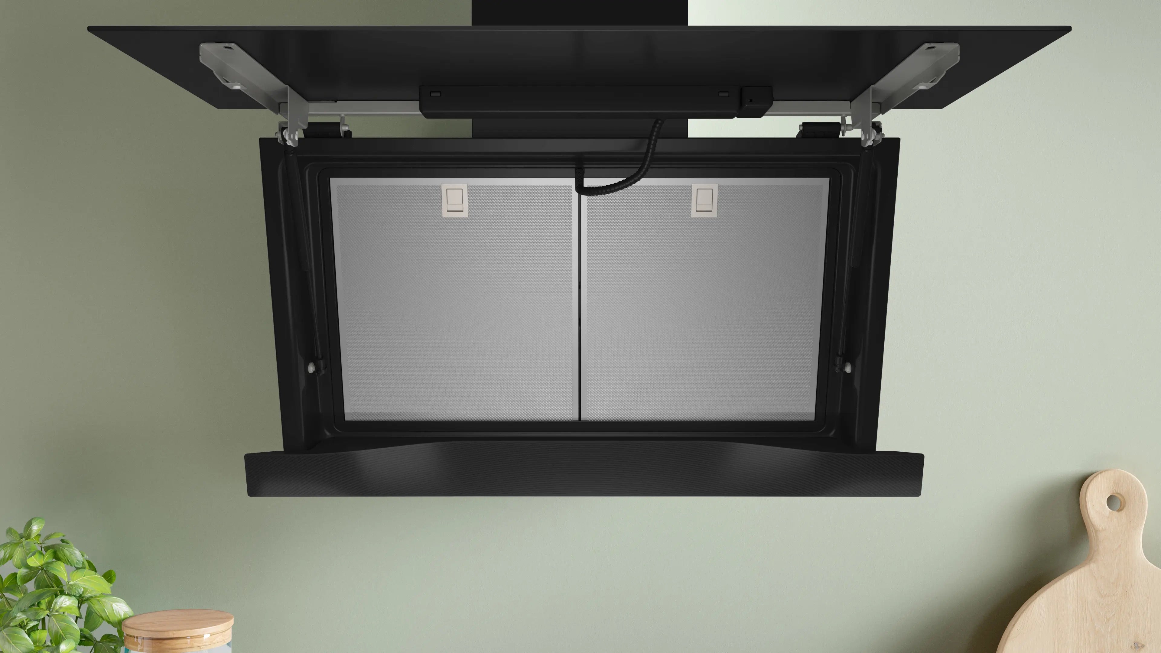 Bosch Series 8 Wall-mounted cooker hood 90 cm clear glass black printed, Black - DWK91LT60B