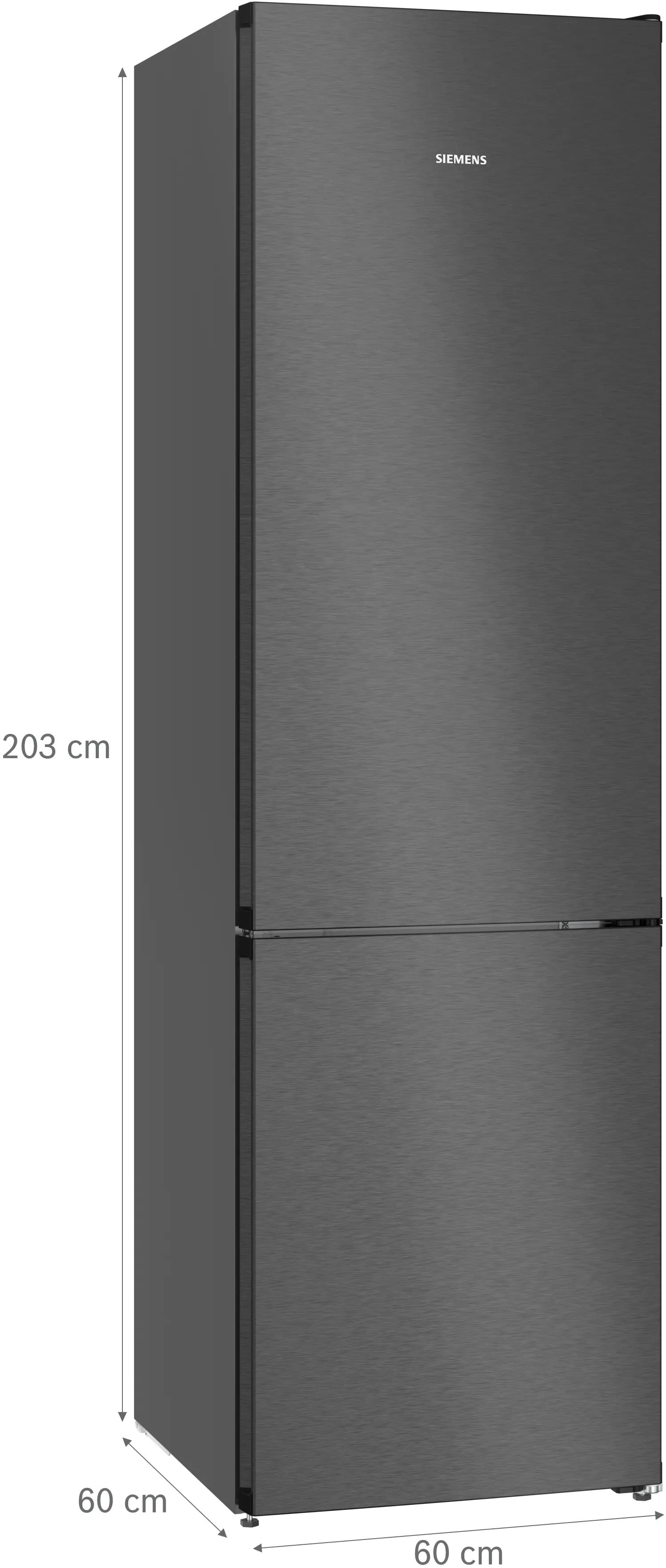 Siemens iQ300 Free-standing fridge-freezer with freezer at bottom 203 x 60 cm Brushed black steel antiFingerprint - KG39NVXBG