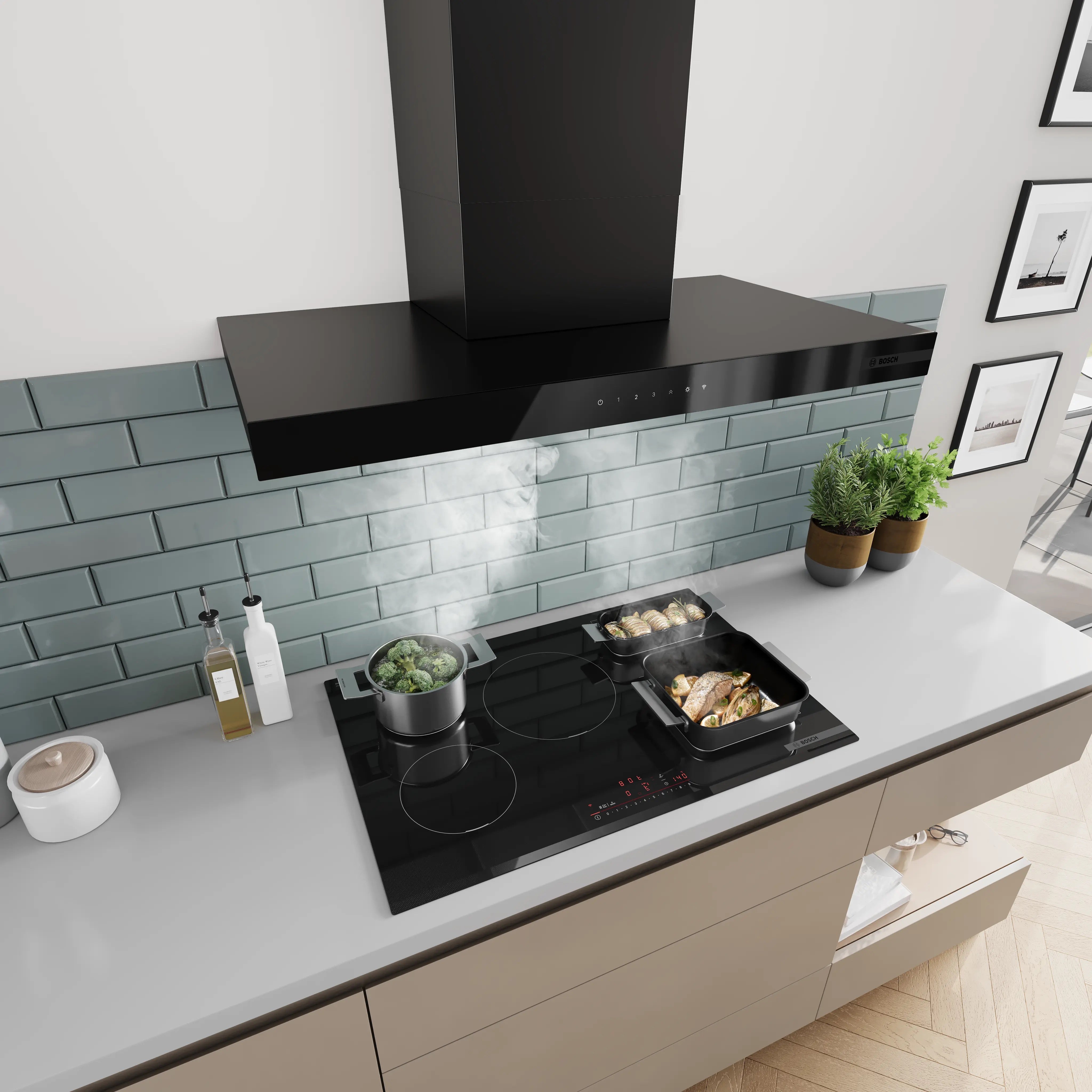 Bosch Series 6 Wall-mounted cooker hood 90 cm Matt black - DWB97DN60B