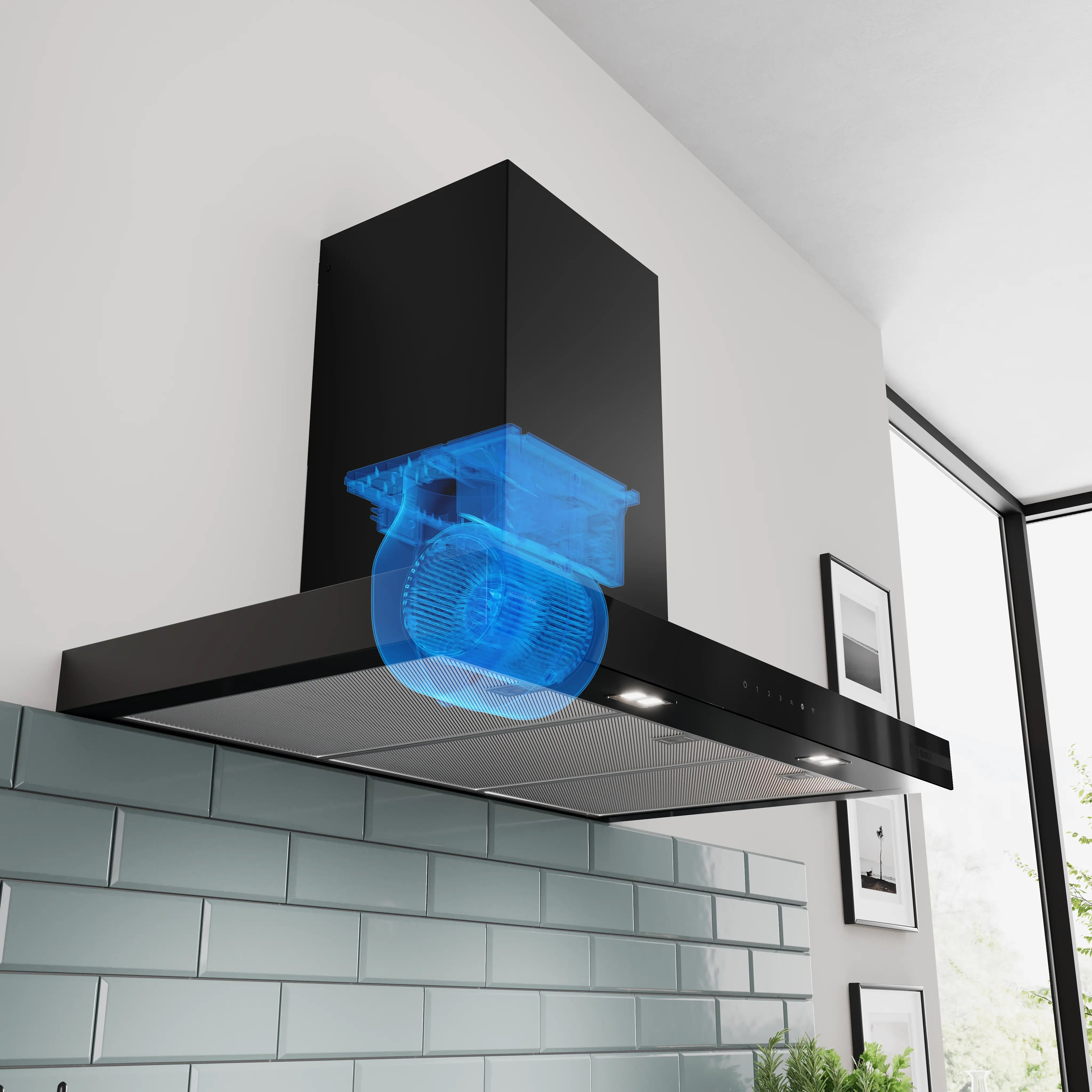 Bosch Series 6 Wall-mounted cooker hood 90 cm Matt black - DWB97DN60B